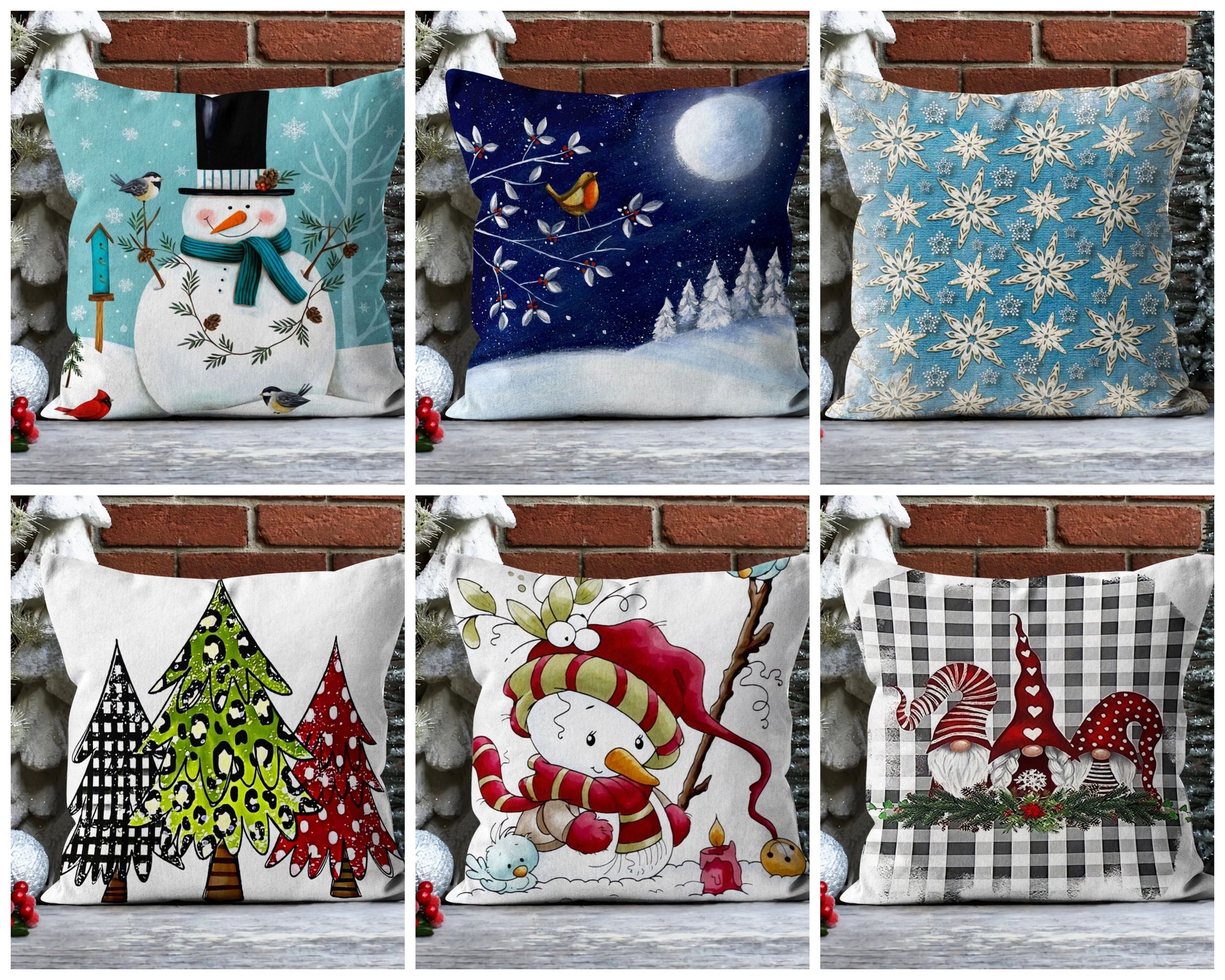 Christmas Pillowcase, Snowman Christmas Pillow Cover, Snowflakes Christmas Pillow Cover, Xmas Holiday Decor, Christmas Home Decor