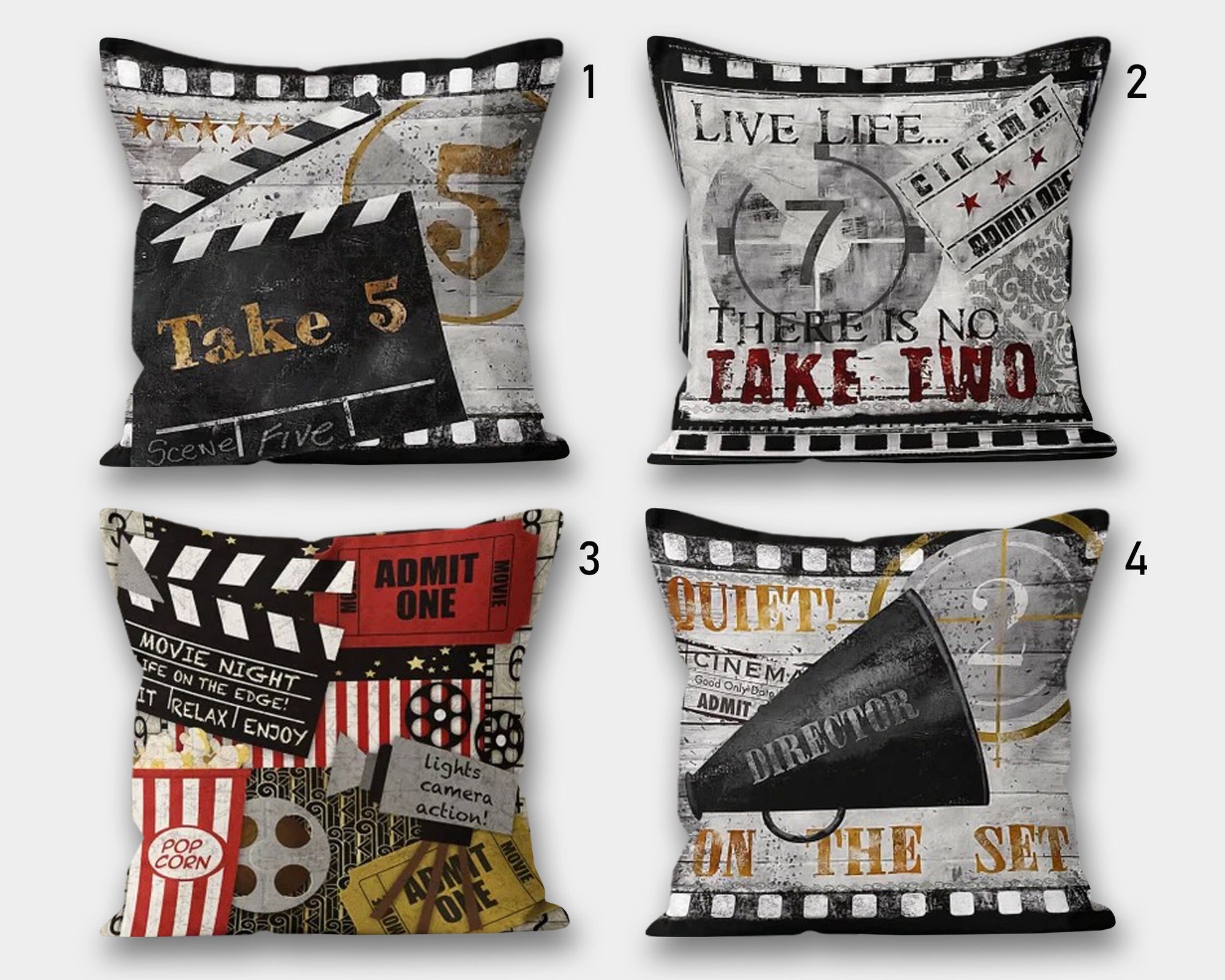 Cinema Pillowcase, Cinema Cushion Cover, Movie Night Pillow Cover, Modern Pillow, Movie Home Decor, Movie Hollywood Throw Pillow Case