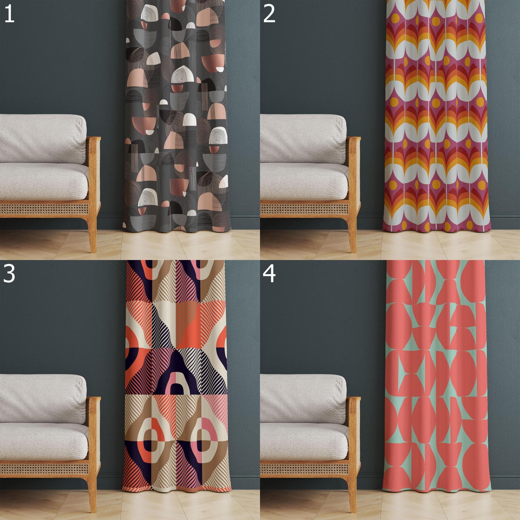 70s Curtains, Retro Blackout Curtain, Retro Abstract Grommet Curtain, MCM Print Drapes, Retro 80s Curtains, Mid Century Modern Curtains