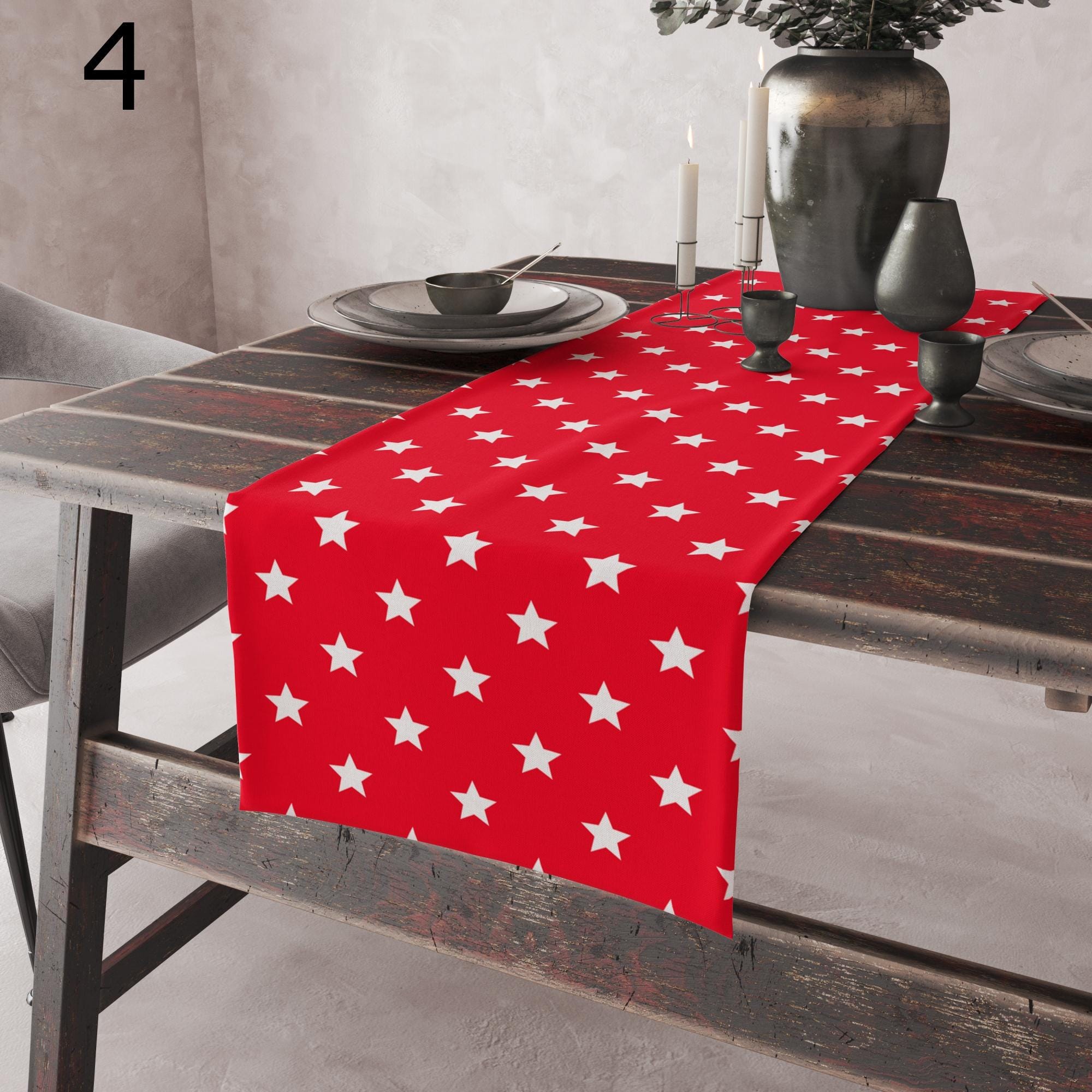 4th July Table Runners, USA Flag Stars Table Runners, Independent Day Party Dining Table Runners, Independence Day Table Decor