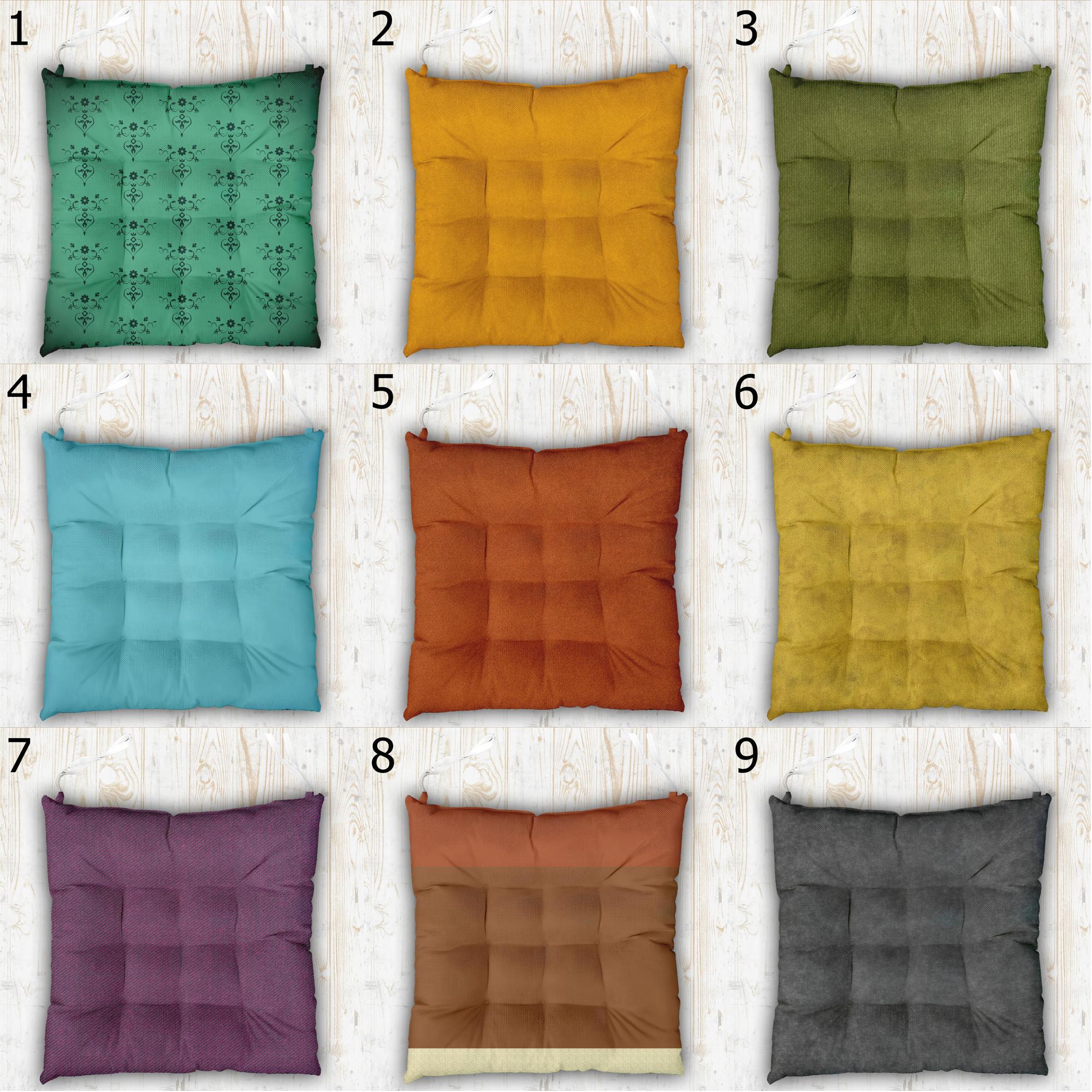 Solid Color Tufted Chair Cushions, Tie-On Seat Cushions, Boho Chair Pads, Farmhouse Rustic Seat Pillows, Dining Chair Pads