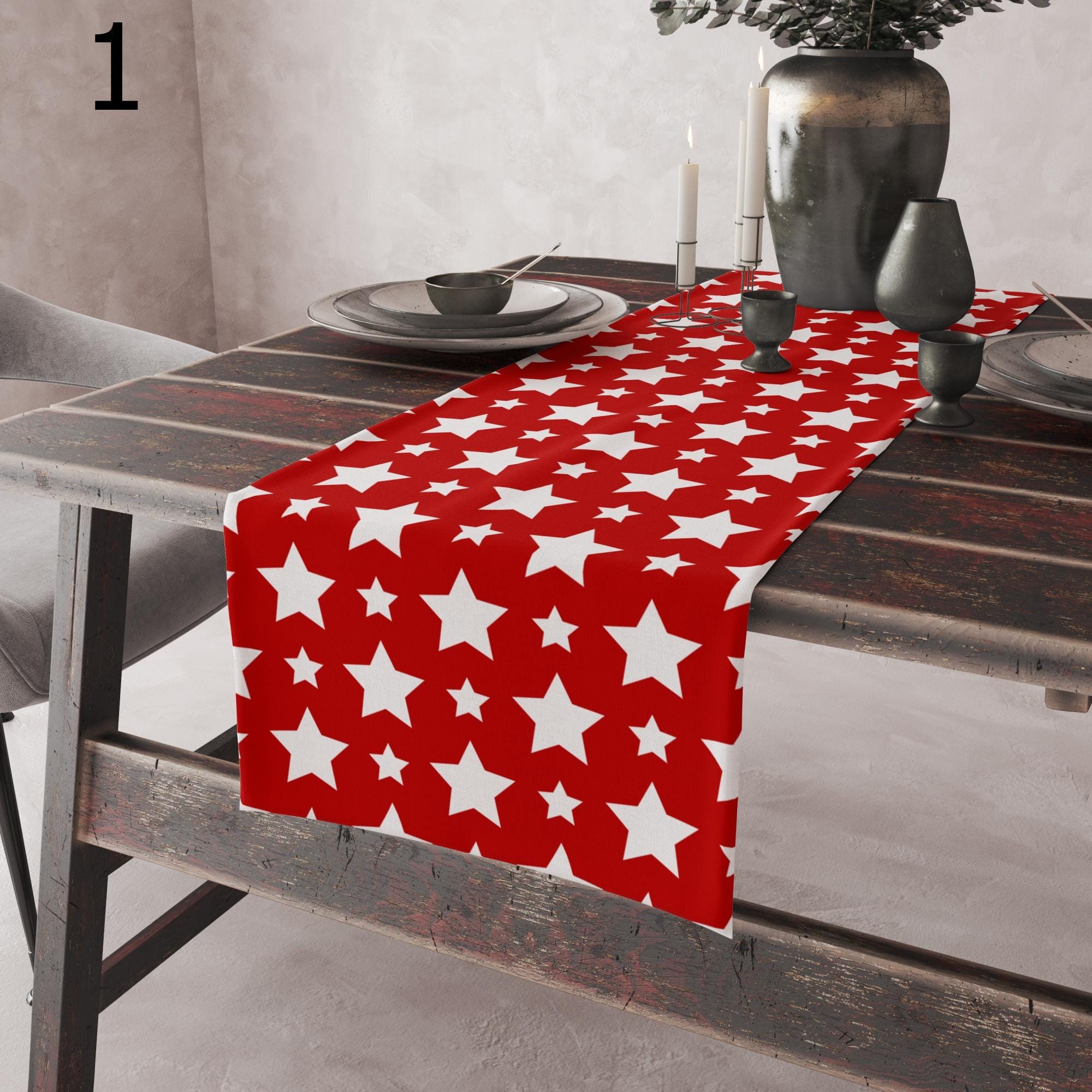 4th July Table Runners, USA Flag Stars Table Runners, Independent Day Party Dining Table Runners, Independence Day Table Decor