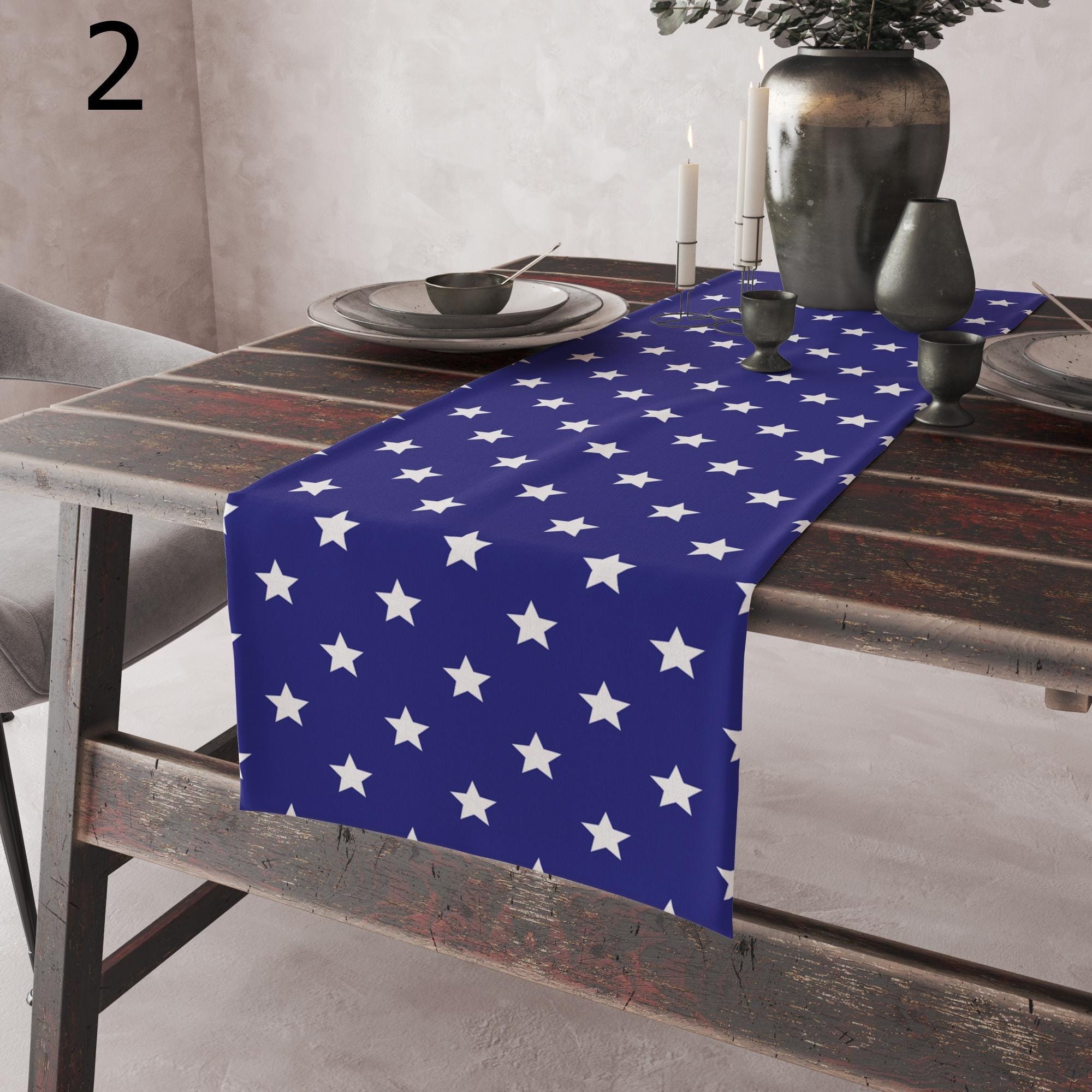 4th July Table Runners, USA Flag Stars Table Runners, Independent Day Party Dining Table Runners, Independence Day Table Decor