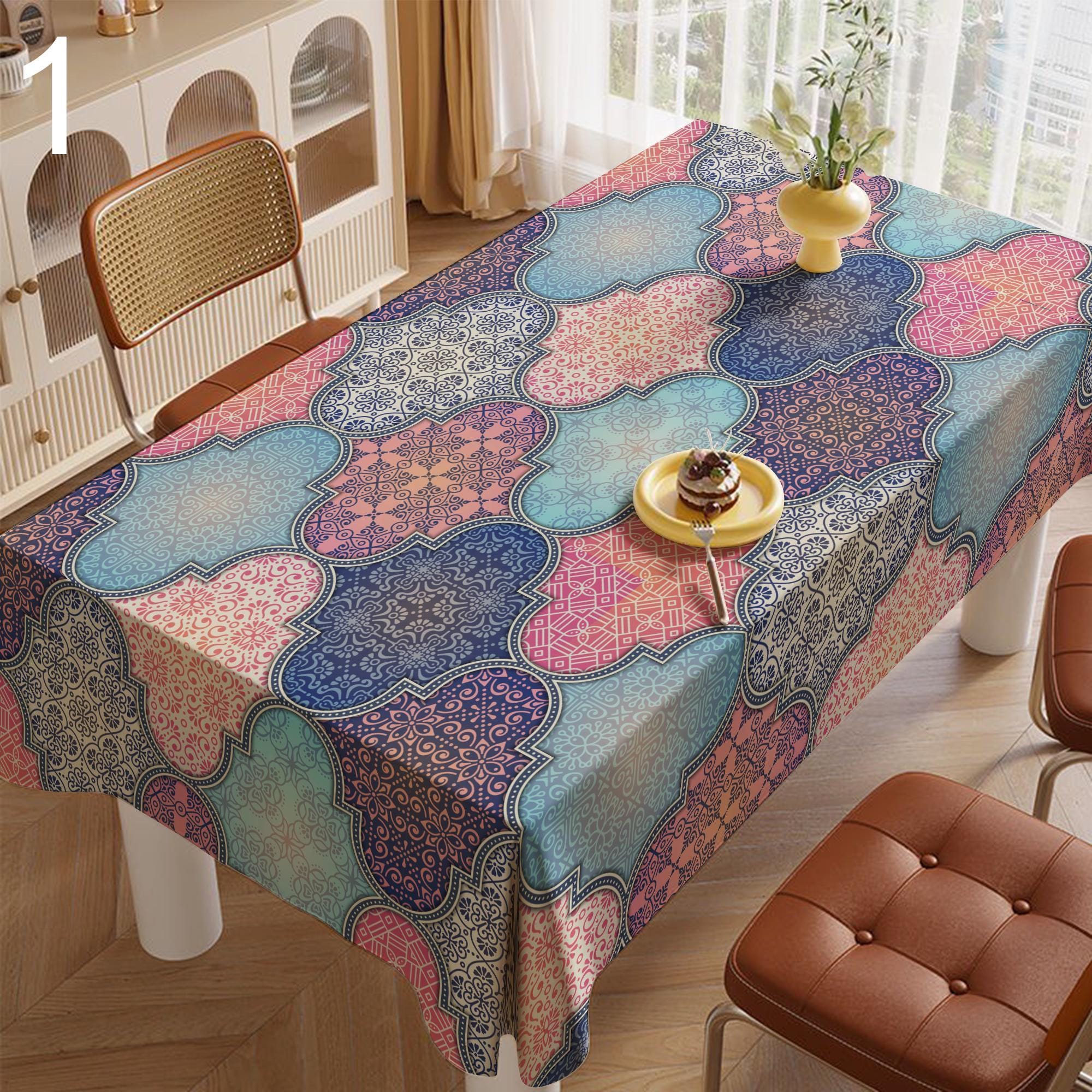 Ramadan Tablecloths, Islamic Geometric Tablecloth, Muslim Table Covers, Islamic Decor Table Linens, Geometric Table Cloths