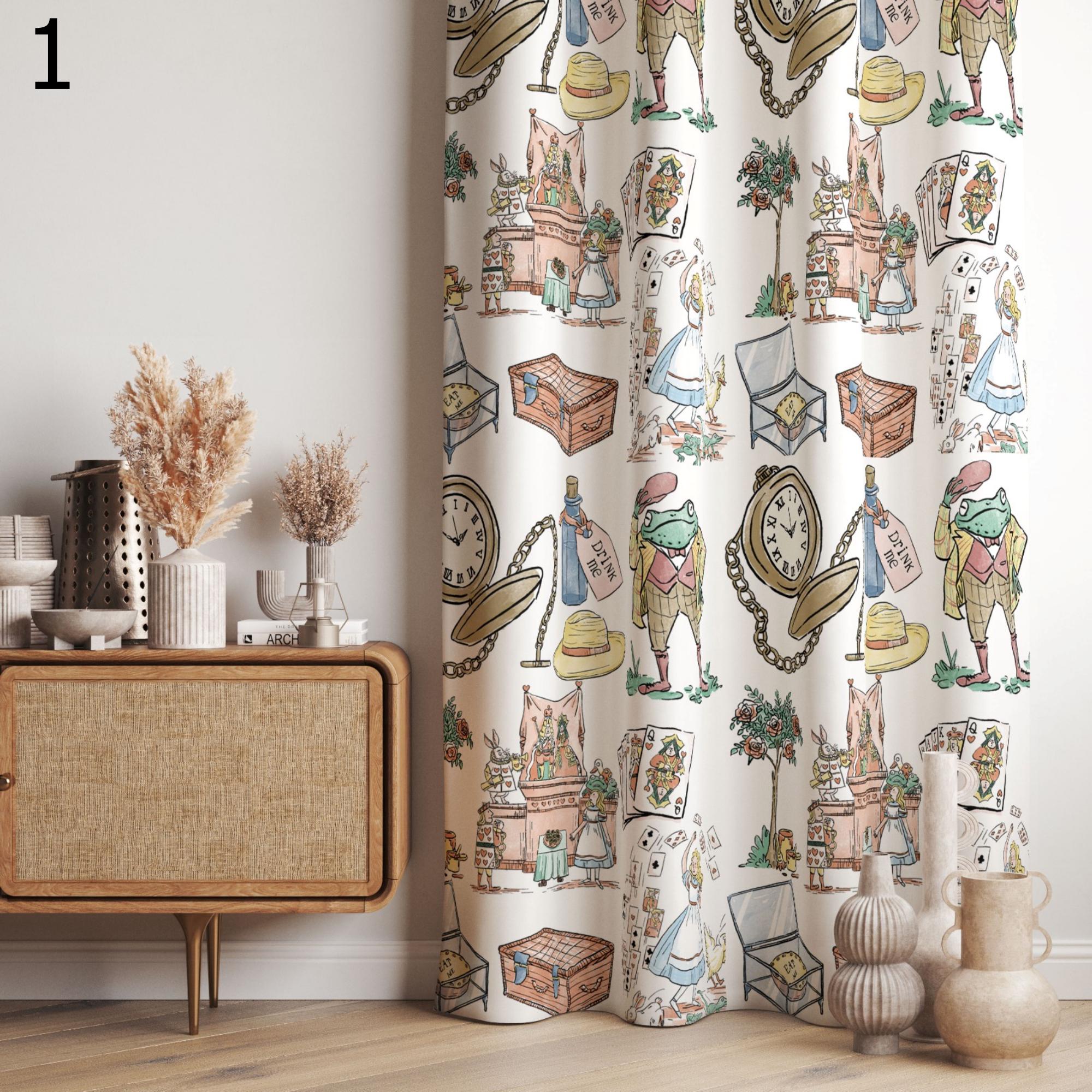 Cute Cartoon Tales Style Curtains, Cartoon Heroes Curtain Panels, Fairy Tale Heroes Curtain
