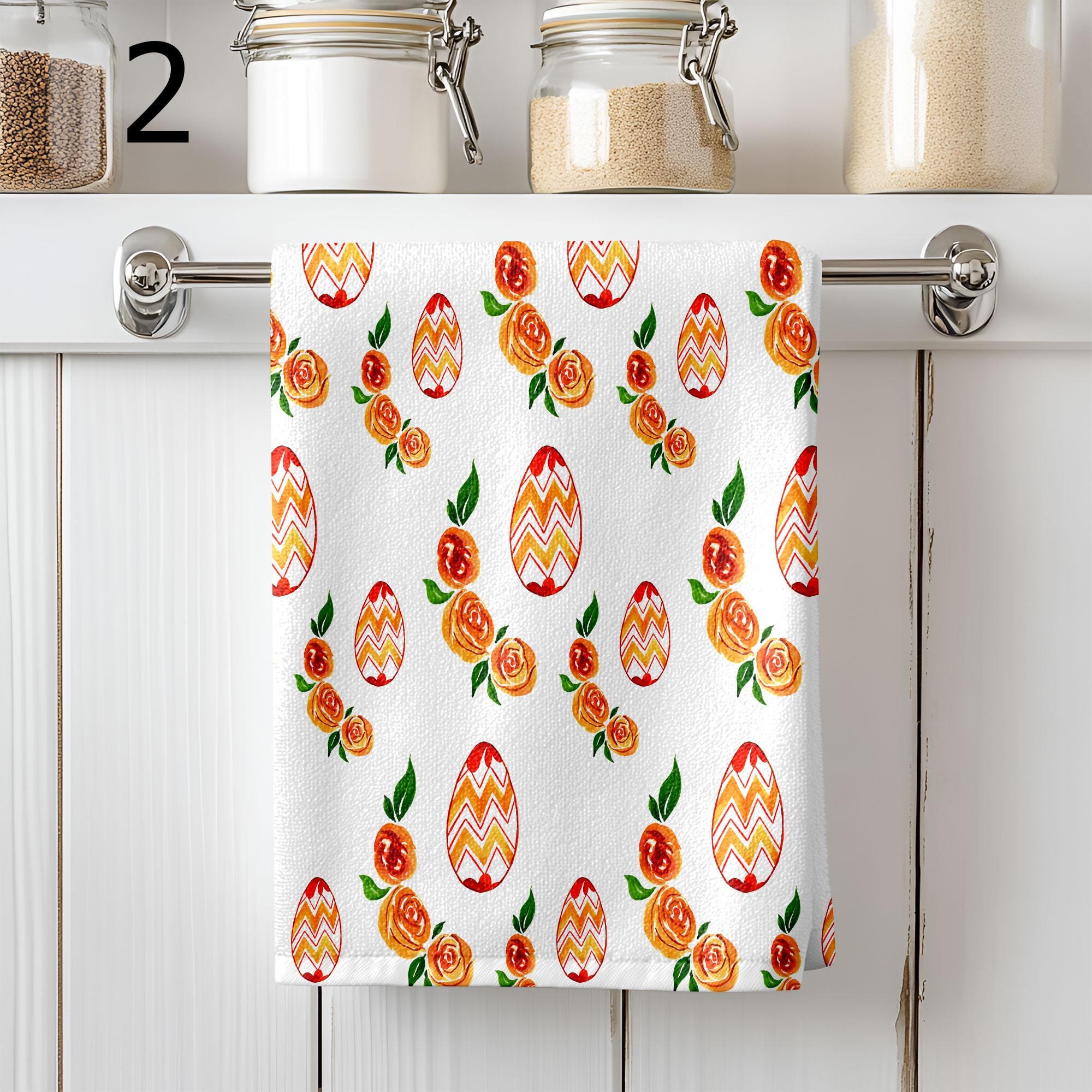 Colorful Eggs Kitchen Towels, Easter Decorative Tea Towel, Easter Egg Dish Towel, Easter Fingertip Towels, Cute Easter Hand Towels