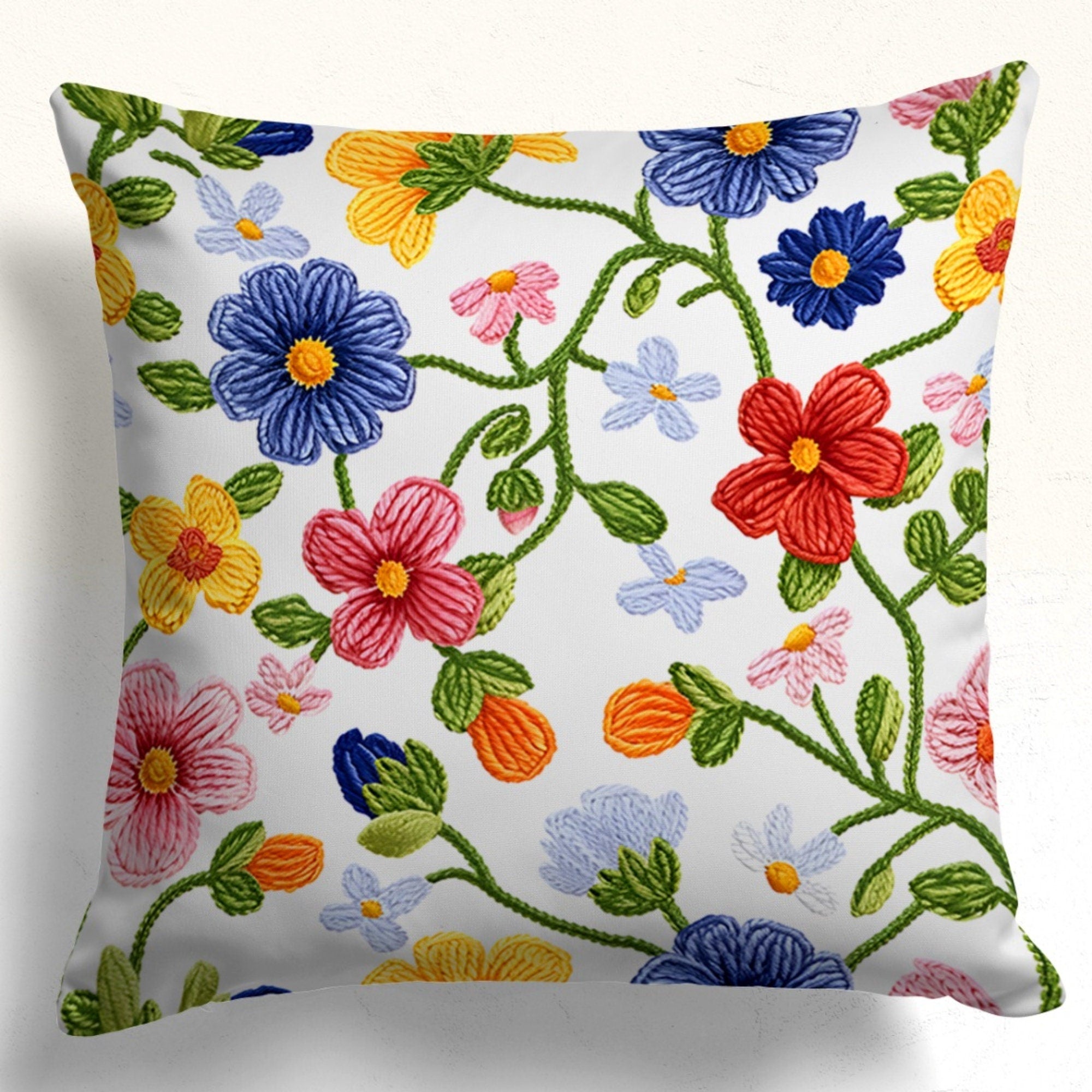 Floral Pillow Covers, Colorful Floral Cushion Cover, Multicolor Flowers Throw Pillow Cover, Floral Pillow Case, Wildflowers Pillow Covers