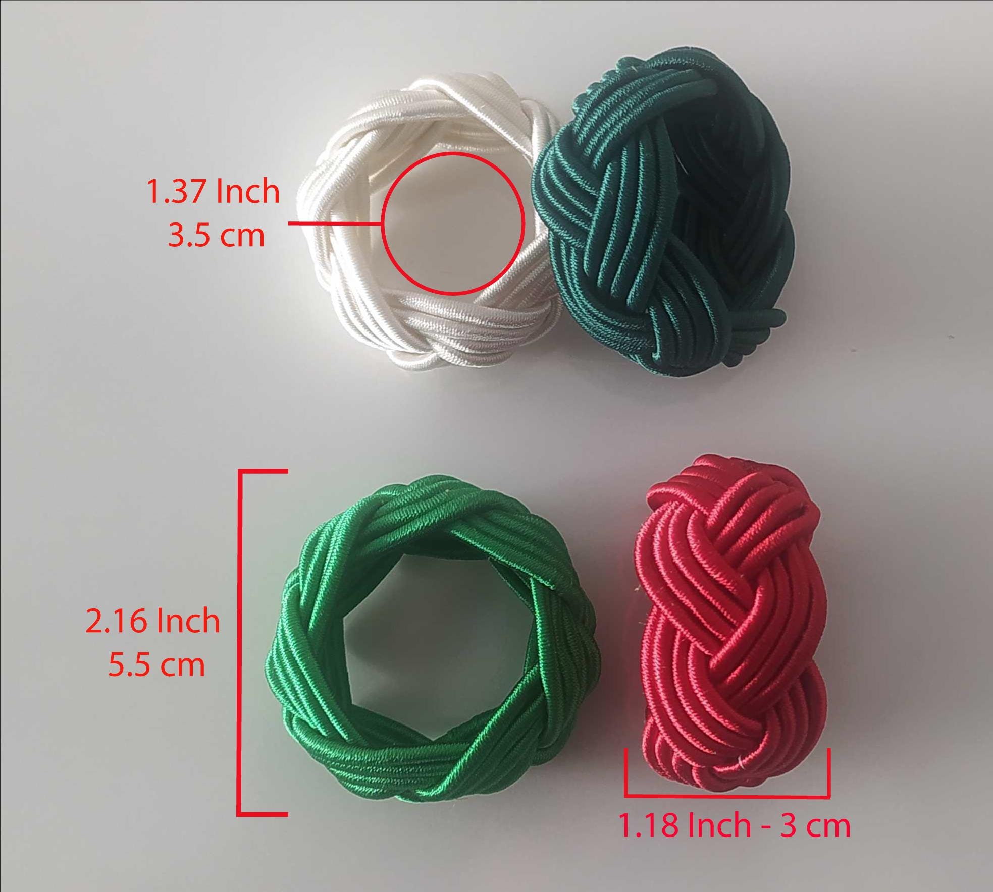 Colorful Rayon Knot Napkin Ring, Rustic Handmade Napkin Holder, Wedding Napkin Rings, Turks Head Style Rustic Napkin Holders