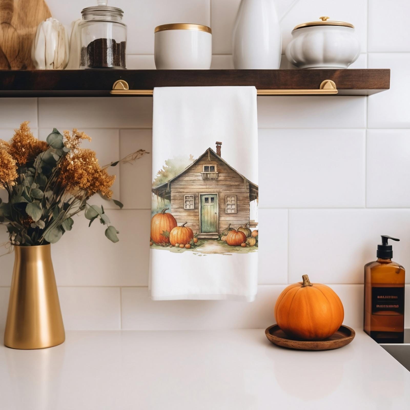 Fall Pumpkin Tea Towels, Thanksgiving Pumpkin Tea Towels, Autumn Printed Dish Towels, Thanksgiving Dish Towel, Pumpkin Kitchen Decor