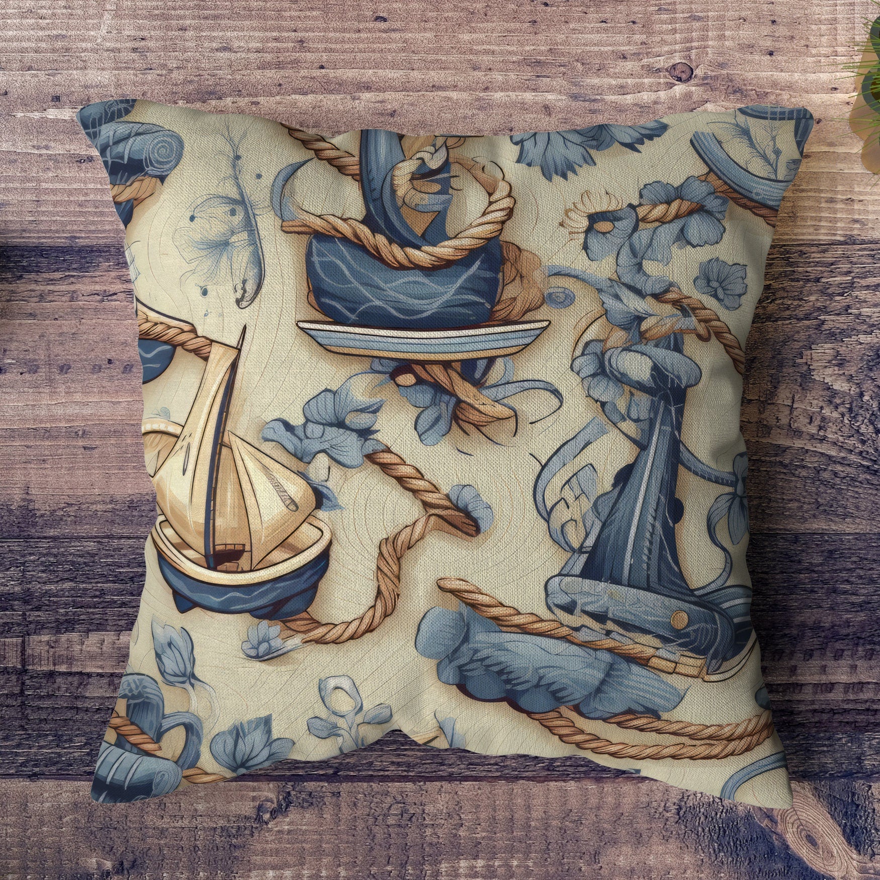 Nautical Pillow Covers, Sailor Cushion Cover, Ancient Map Nautical Pillowcase, Ancient Nautical Pillow Covers