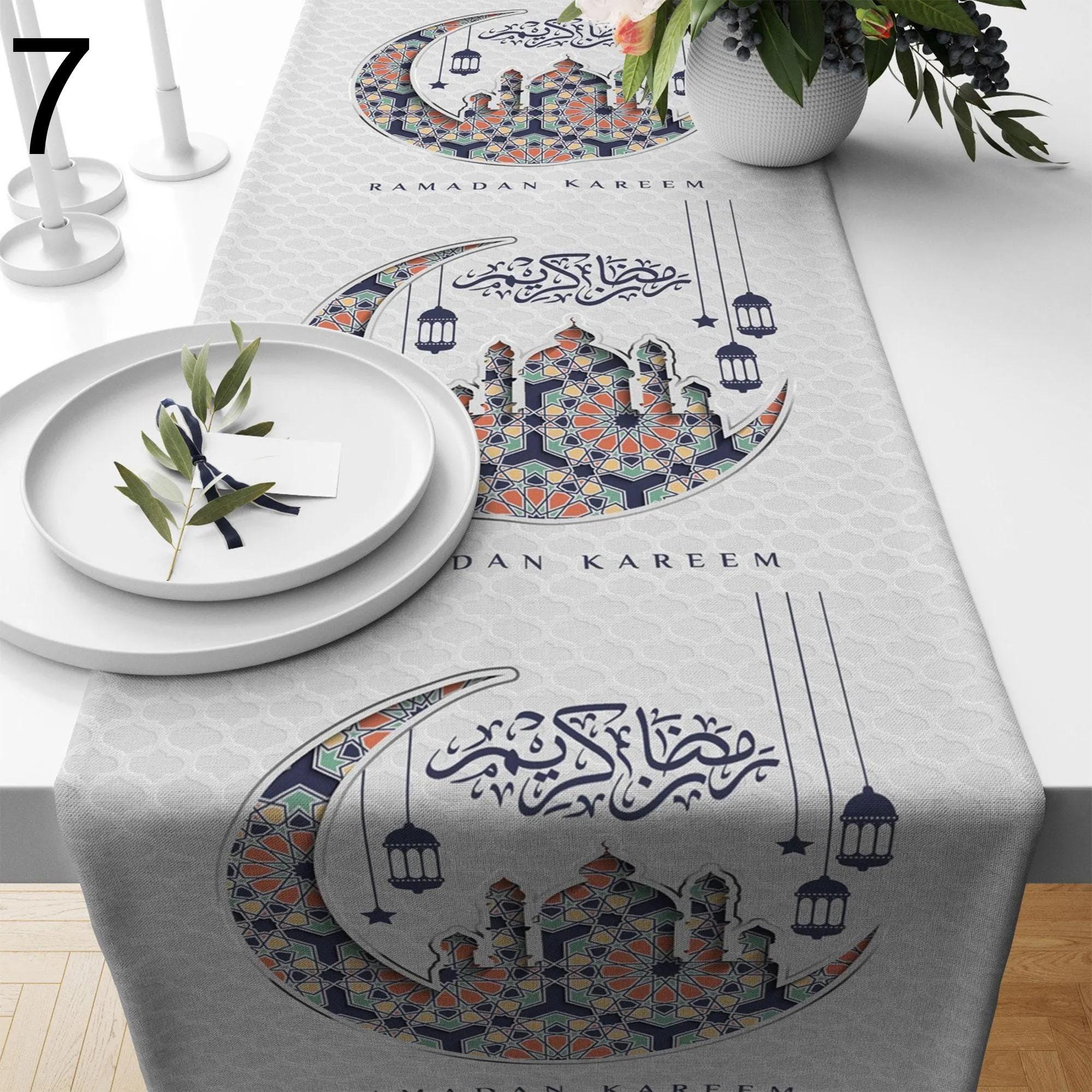 Eid Ramadan Table Runner, Ramadan Table Runner, Islamic Table Runner, Blessed Ramadan Table Decor, Gift for Muslim, Muslim Table Decor