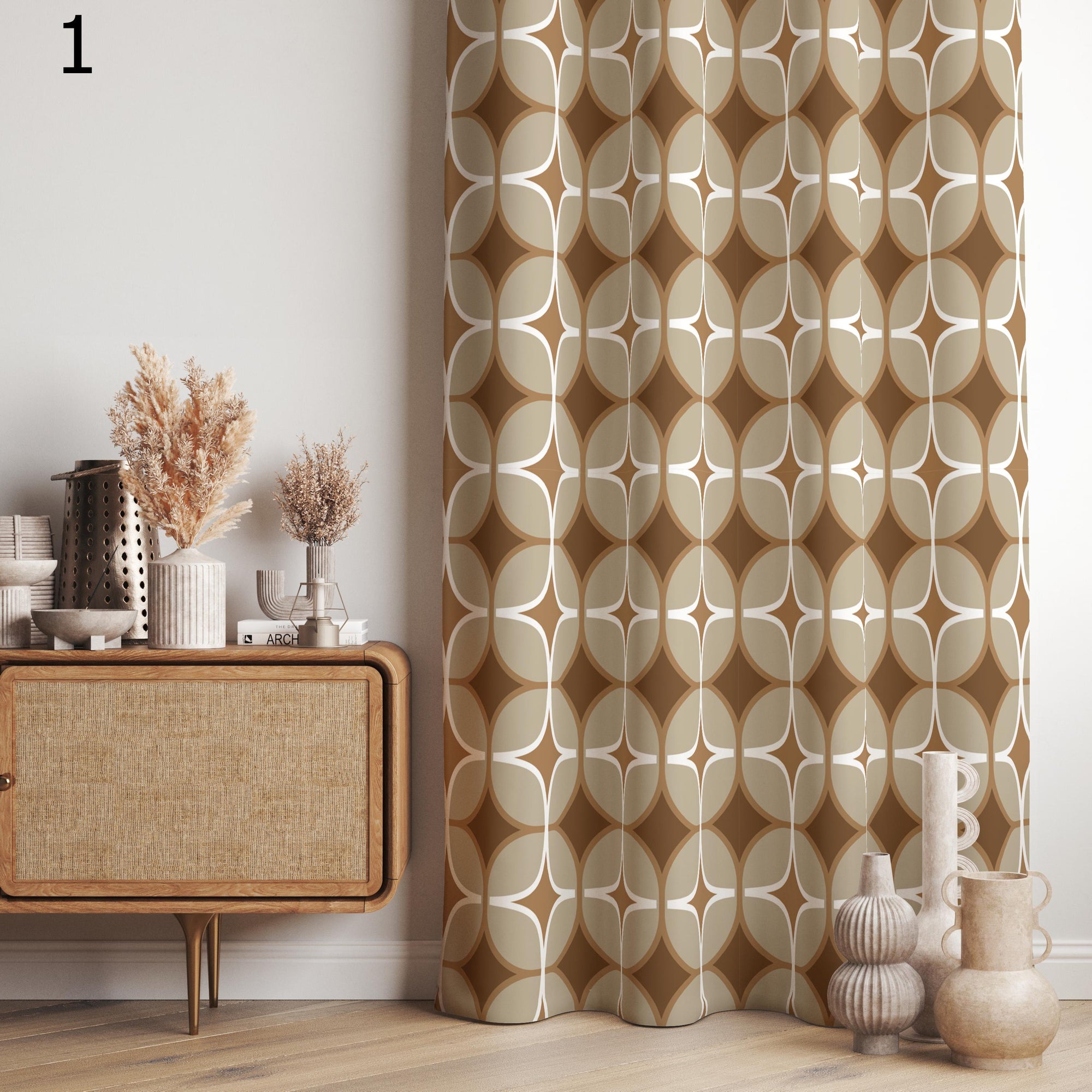Retro Curtains, Mid Century Curtain Panels, MCM Geometric Abstract Blackout Curtain, Retro Grommet Curtain, 70s Print Drapes, 70s Curtains