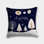 Merry Christmas Pillowcase, Holly Cute Animals Pillow Cover, Christmas Deer Cushion Cover, Blue Winter Cute Animals Xmas Pillow Cover