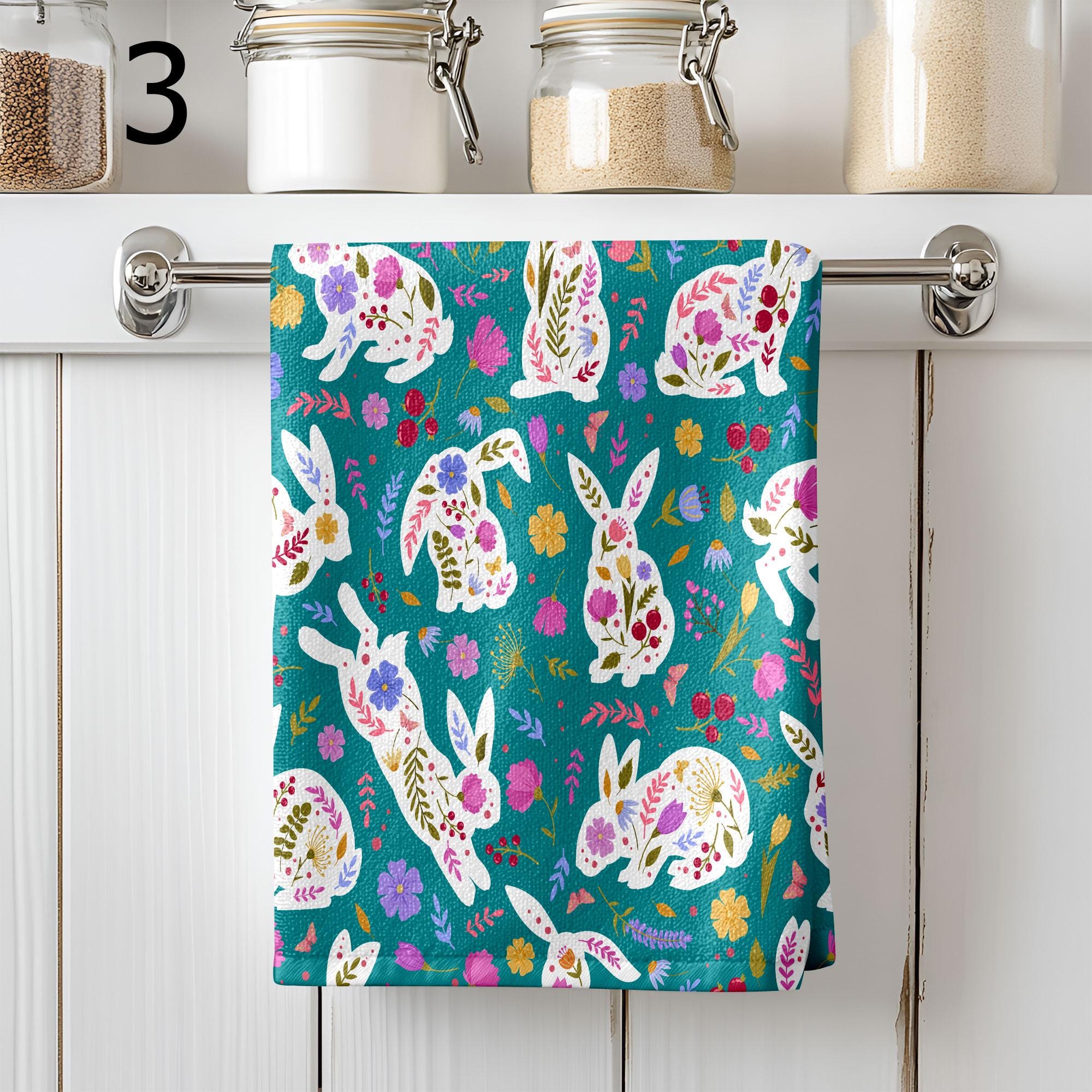 Easter Bunny Dish Towel, Cute Easter Decorative Tea Towel, Easter Fingertip Towels, Bunny Fingertip Towels, Cute Easter Bunny Tea Towels