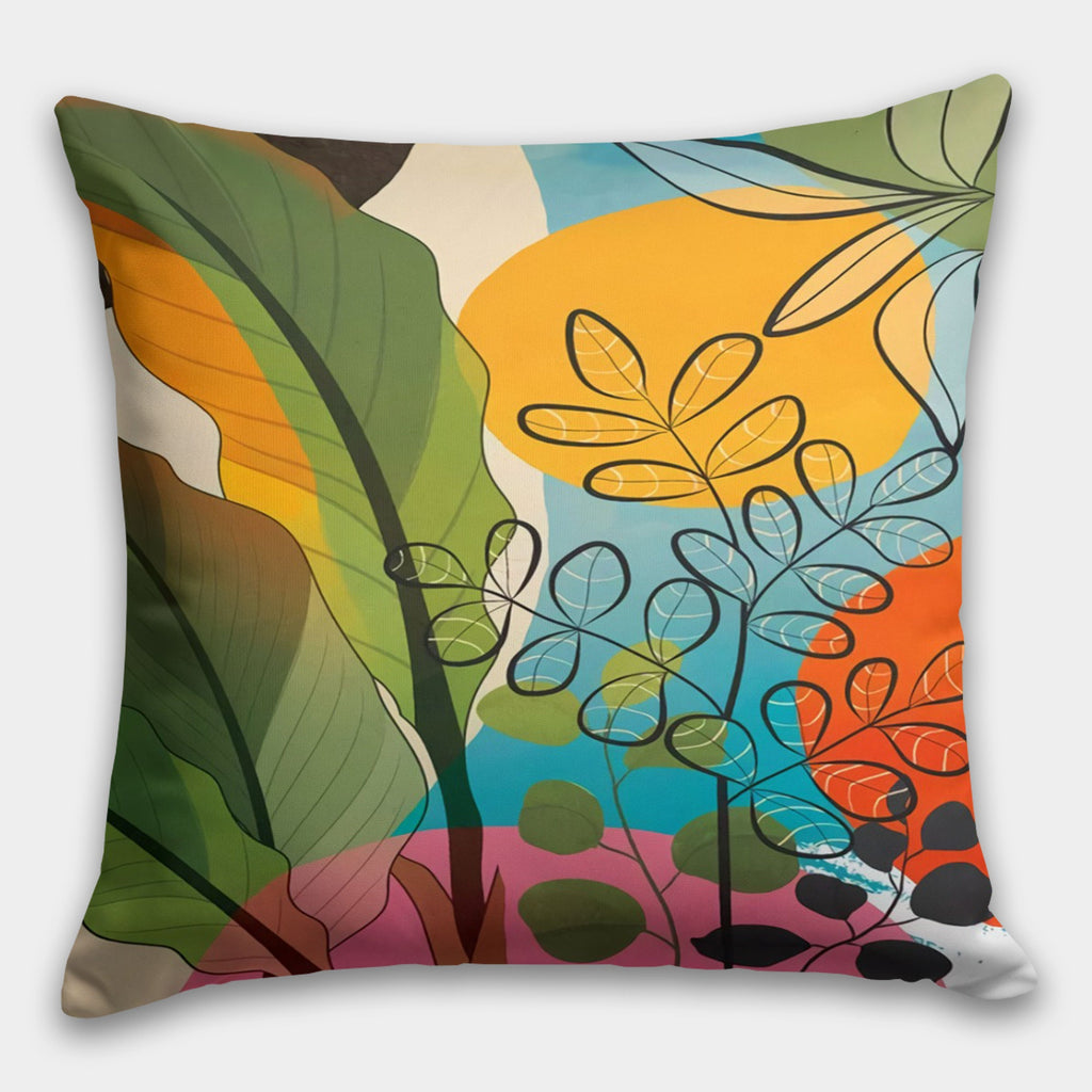 Tropical Leaves Pillow Cover, Boho Abstract Pillow Case, Excotic Leaf Pillowcase, Summer Trend Cushion Cover, Decorative Pillow Covers