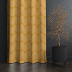 70s Retro Curtains, Retro Wavy Curtain Panels, Mid Century Modern Window Curtain, 80s Psychedelic Wave Drapes, MCM Mustard Curtains