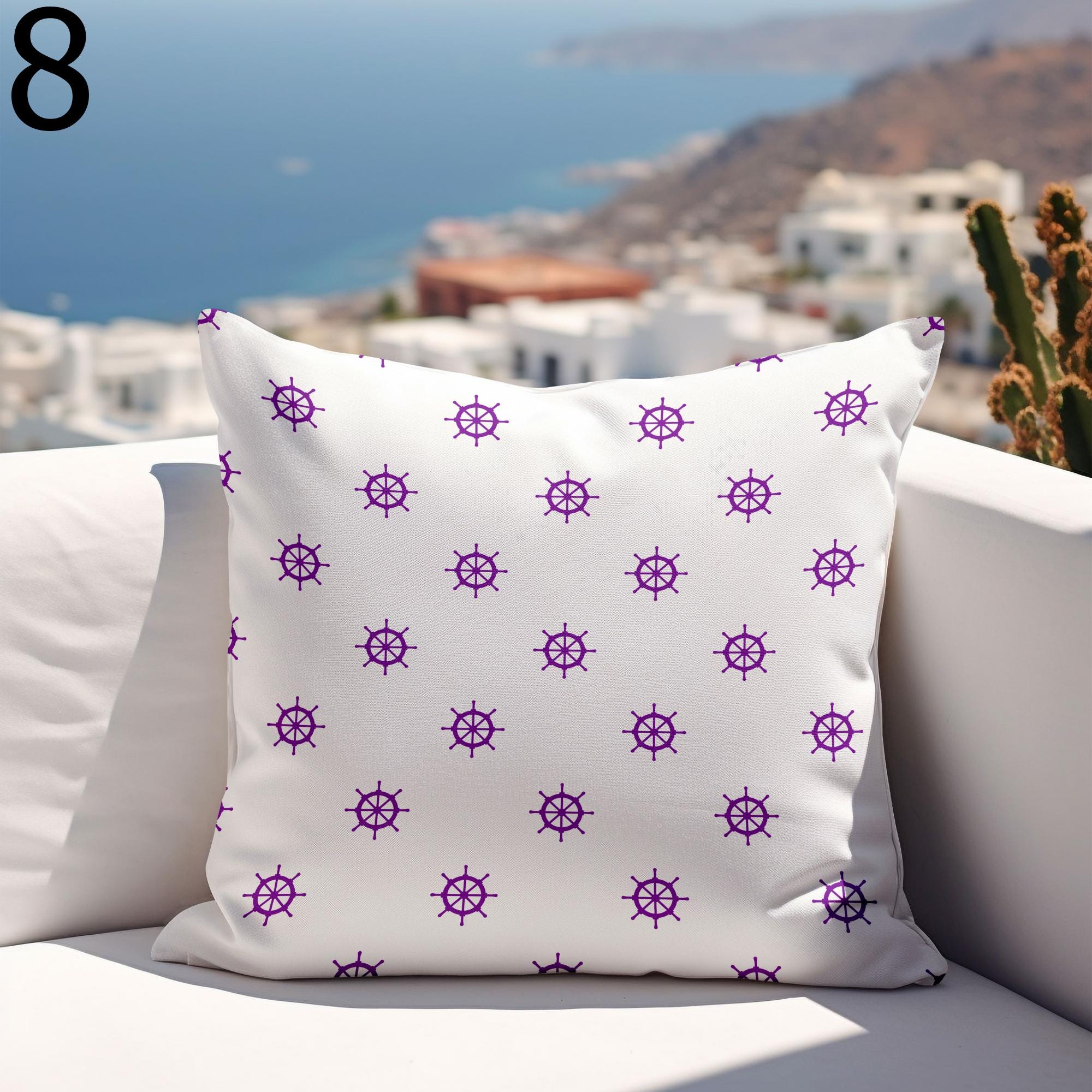 Nautical Outdoor Pillow Covers, Waterproof Ocean Cushion Cover, Outdoor Marine Waterproof Pillowcase, Coastal Water Resist Cushion Covers