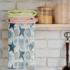 Nautical Tea Towels, Crab Patterned Kitchen Towel, Marine Dish Towels, Sailor Printed Hand Towel, Sea Life Kitchen Towels, Ocean Tea Towels