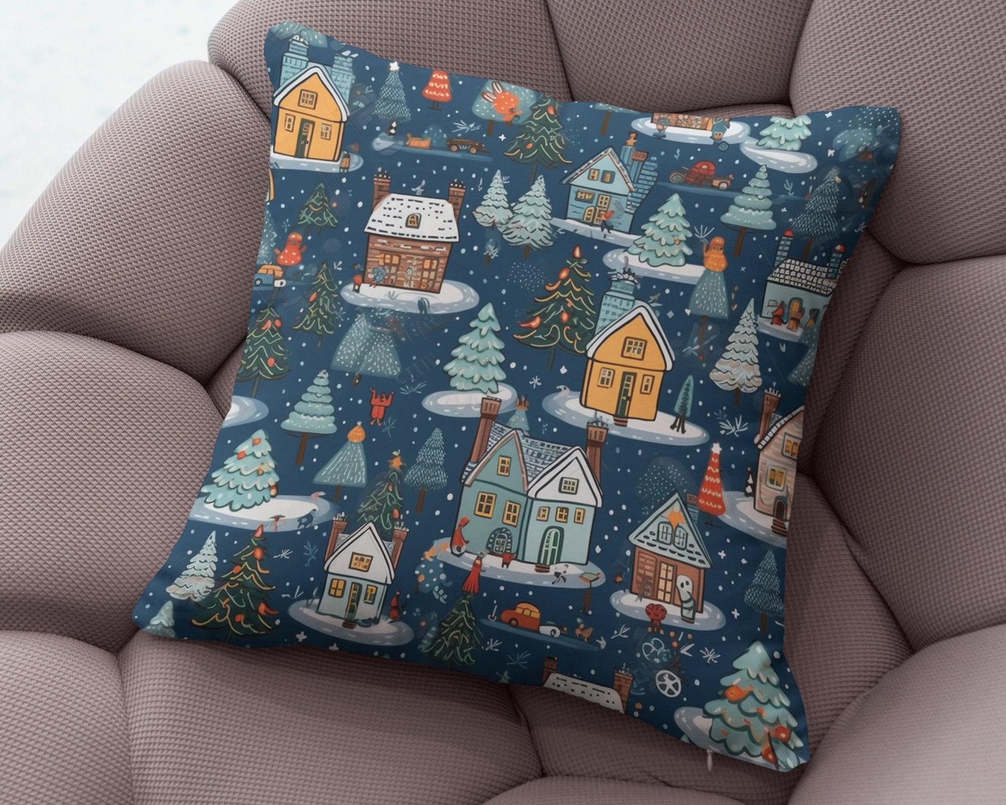 Vintage Christmas Pillow Covers, Christmas Pine Tree Cushion Cover, Modern Vintage Xmas Pillow Cover, Holly Pine Tree Pillow Cover