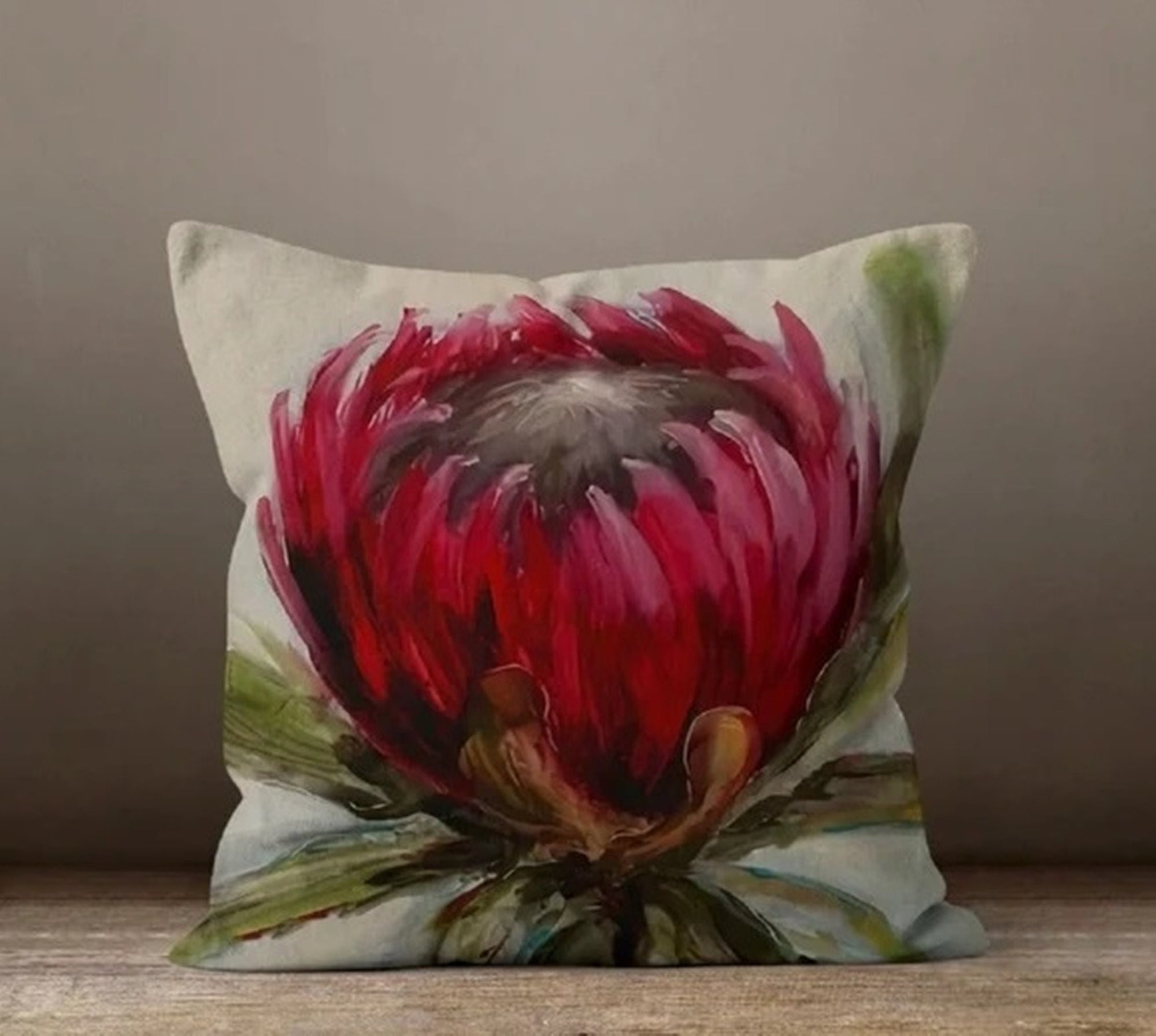 Colorful Succulent Flower Pillow Cover, Burgundy Floral Pillow, Succulent Cushion, Decorative Throw Pillowcase, Red Succulent Throw Pillow