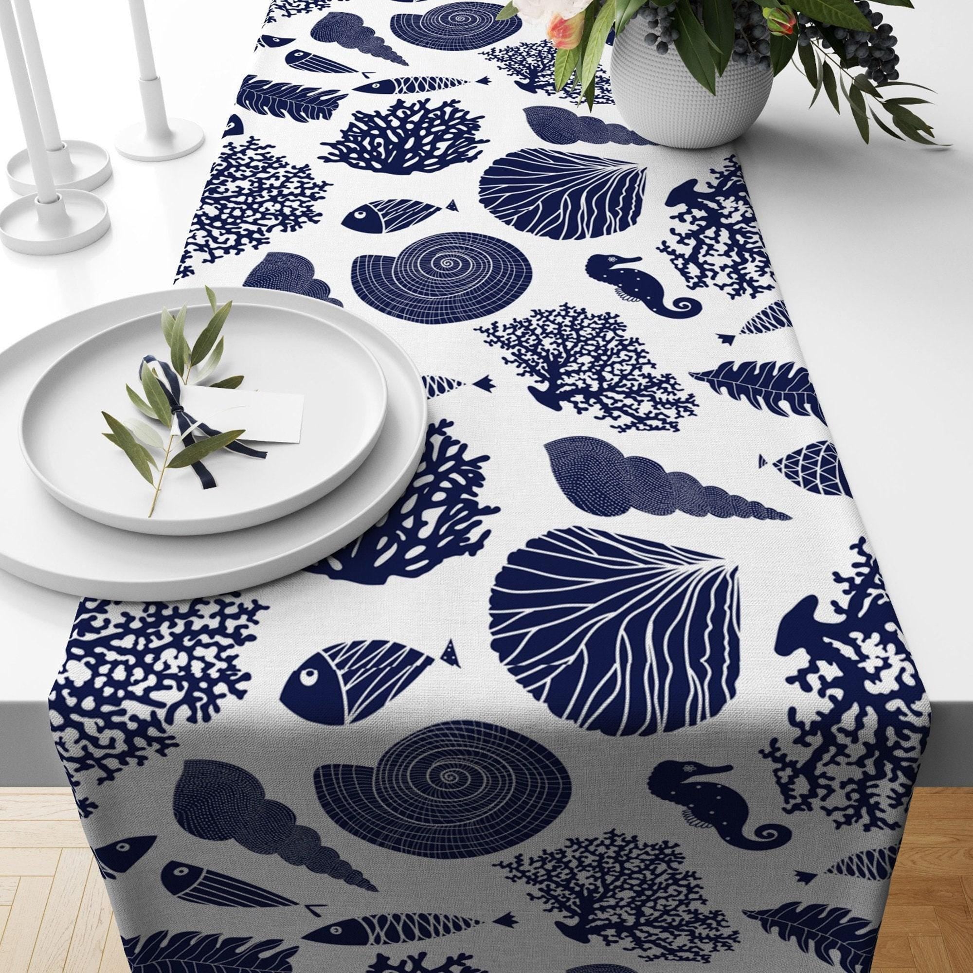 Nautical Table Runner, Beach House Runner, Marine Table Runner, Coastal Table Runner, Beach Table Runner, Blue Beach Table Runner Decor