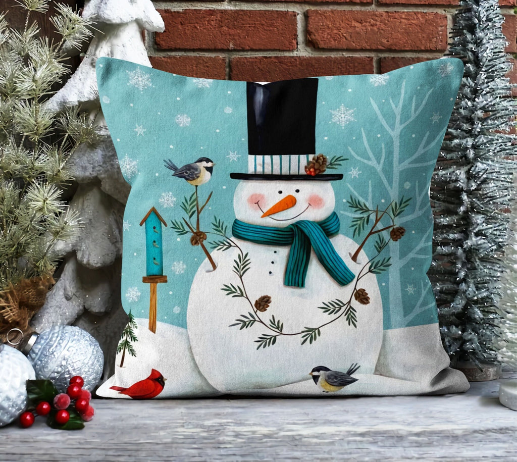 Christmas Pillowcase, Snowman Christmas Pillow Cover, Snowflakes Christmas Pillow Cover, Xmas Holiday Decor, Christmas Home Decor