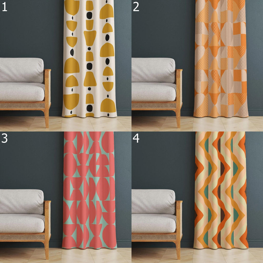 70s Curtain Panels, Retro Green Curtains, Mid Century Modern Design Curtain Panels, 60s Retro Mcm Drapes, 80s Retro Vintage Curtain