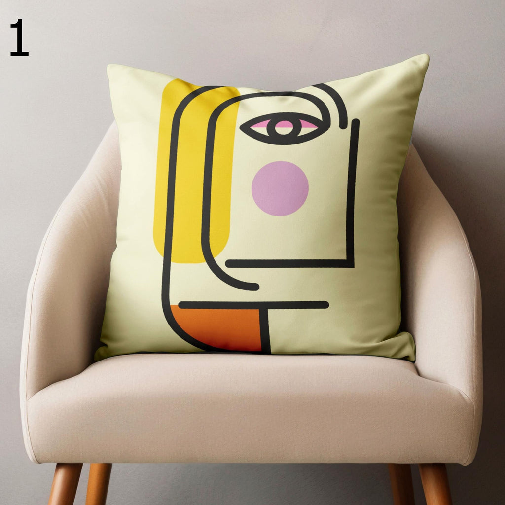 Modern Abstract Pillowcase, Face Line Art Abstract Cushion Cover, Boho Abstract Face Line Print Pillowcase, Abstract Throw Pillow Cover