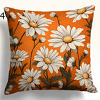 Orange and White Floral Pillow Cases, Daisy Flowers Pillow Covers, Vibrant Daisy Cushion Covers, Daisy Bunch Pillow Cover