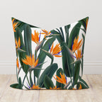 Tropical Flowers Pillow Covers, Bird of Paradise Pillow Covers, Exotic Floral Pillow Case, Bird of Paradise Cushion Cover, Floral Pillowcase
