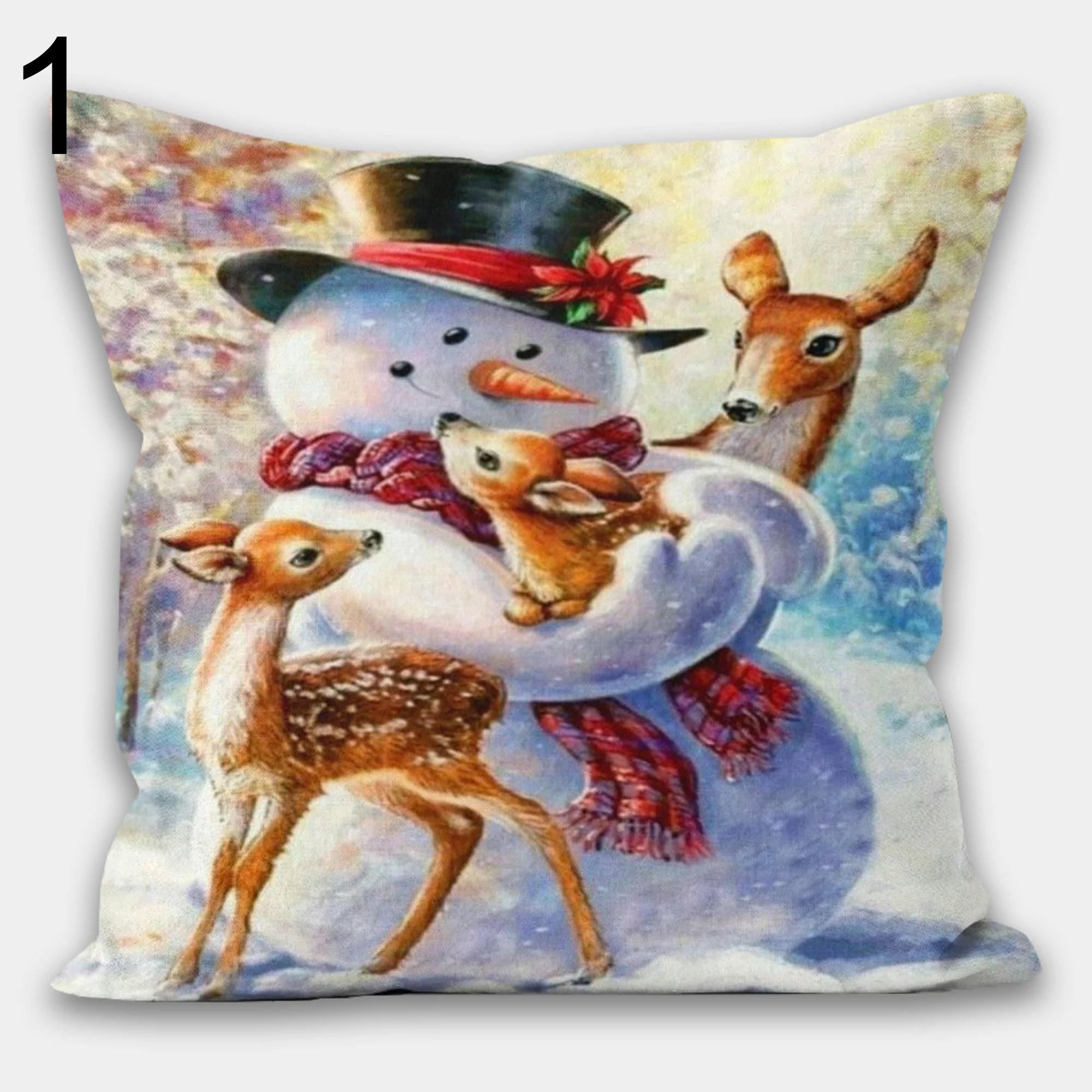 Christmas Pillowcase, Snowman Christmas Pillow Cover, Snowflakes Christmas Pillow Cover, Xmas Holiday Decor, Christmas Home Decor