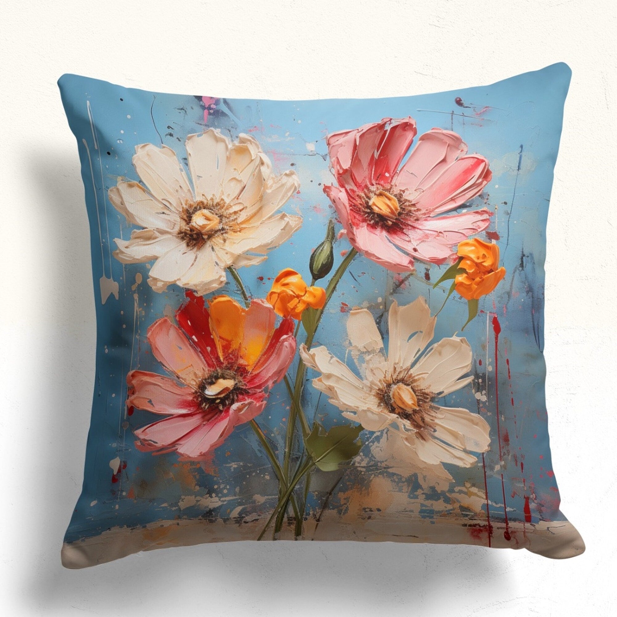 Wildflowers Pillow Covers, Flowers Throw Pillow Covers, Multicolor Floral Cushion Cover, Floral Printed Pillow Cases