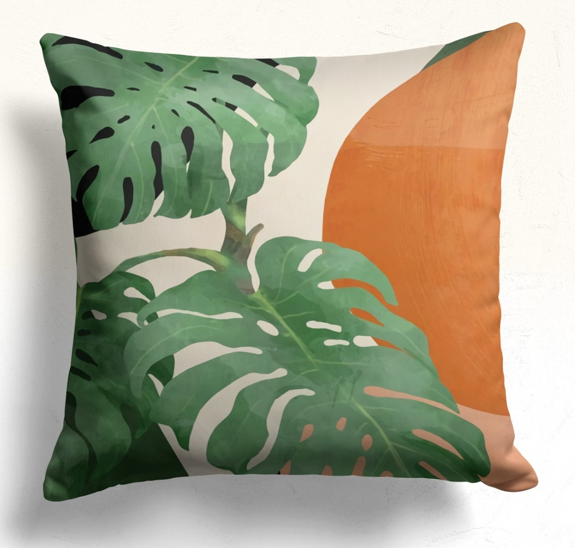 Abstract Leaves Cushion Covers, Modern Abstract Cushion Covers, Tropical Abstract Cushion Covers, Botanical Giant Leaves Print Cushion Cover