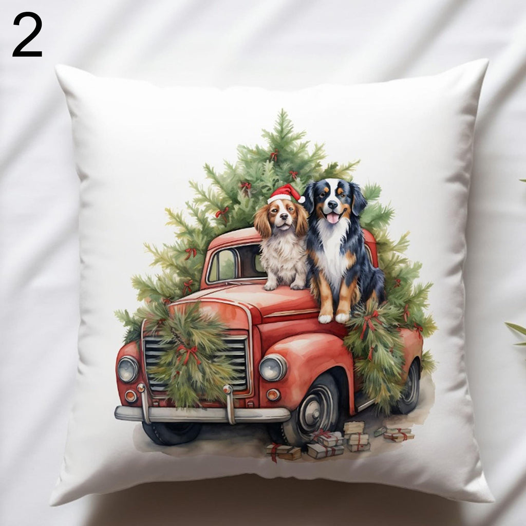 Christmas Truck Pillow Cover, Xmas Dogs Throw Pillow Cover, Xmas Pine Trees Pillowcase, Christmas Horses Pillowcase, Xmas Animals Pillowcase