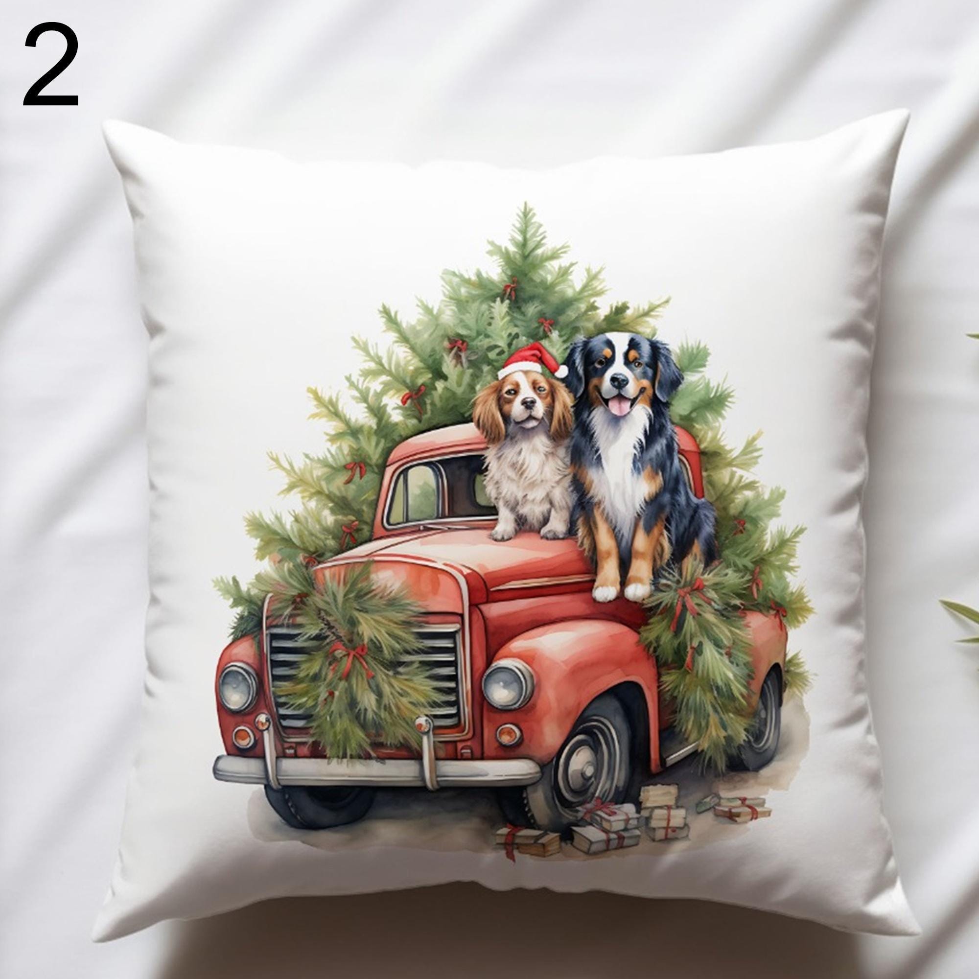 Christmas Truck Pillow Cover, Xmas Dogs Throw Pillow Cover, Xmas Pine Trees Pillowcase, Christmas Horses Pillowcase, Xmas Animals Pillowcase