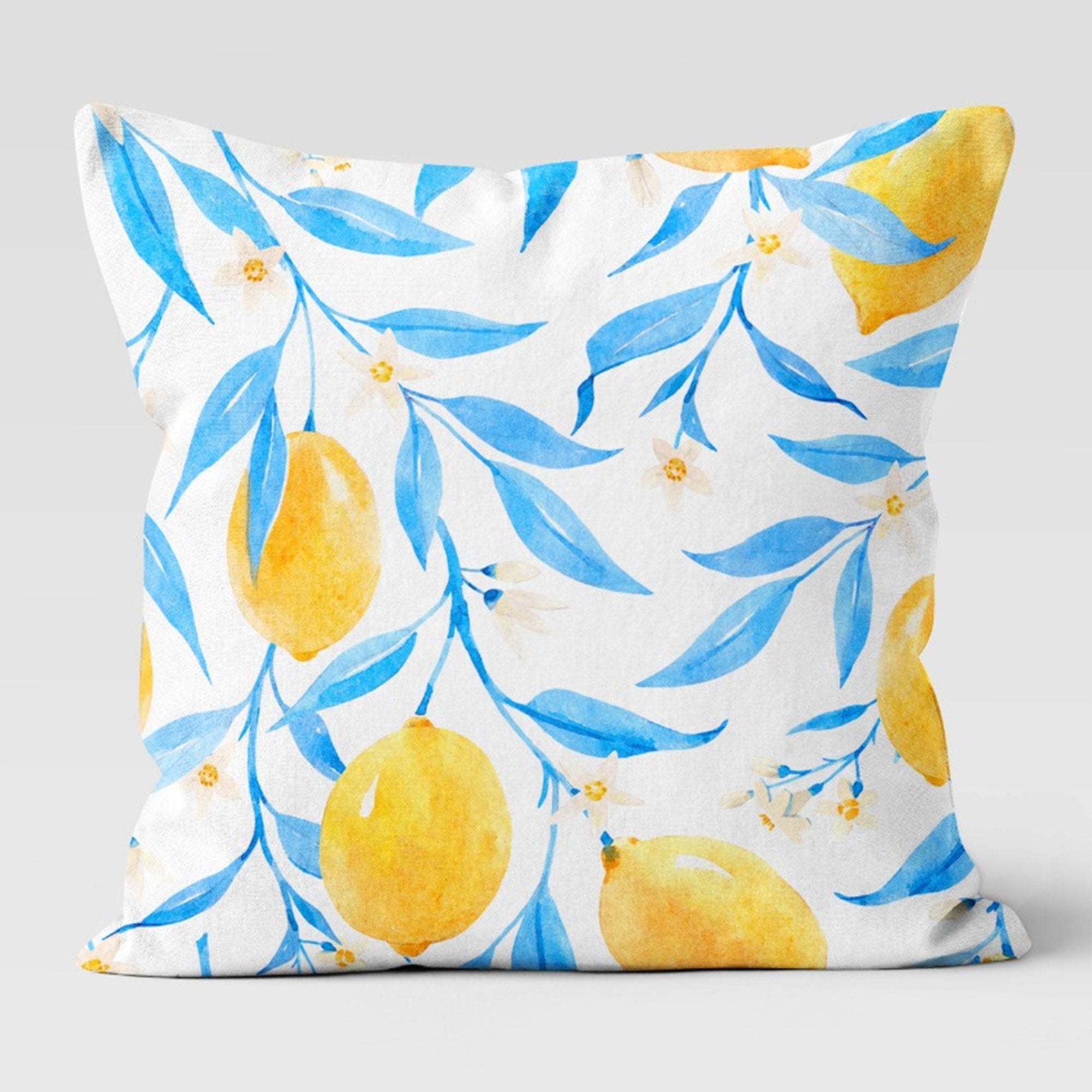Lemon Pillow Covers, Outdoor Lemon Pillows, Lemon Cushion, Floral Summer Pillow, Lemon Kitchen Decor, Lemons Home Decor, Summer Pillow