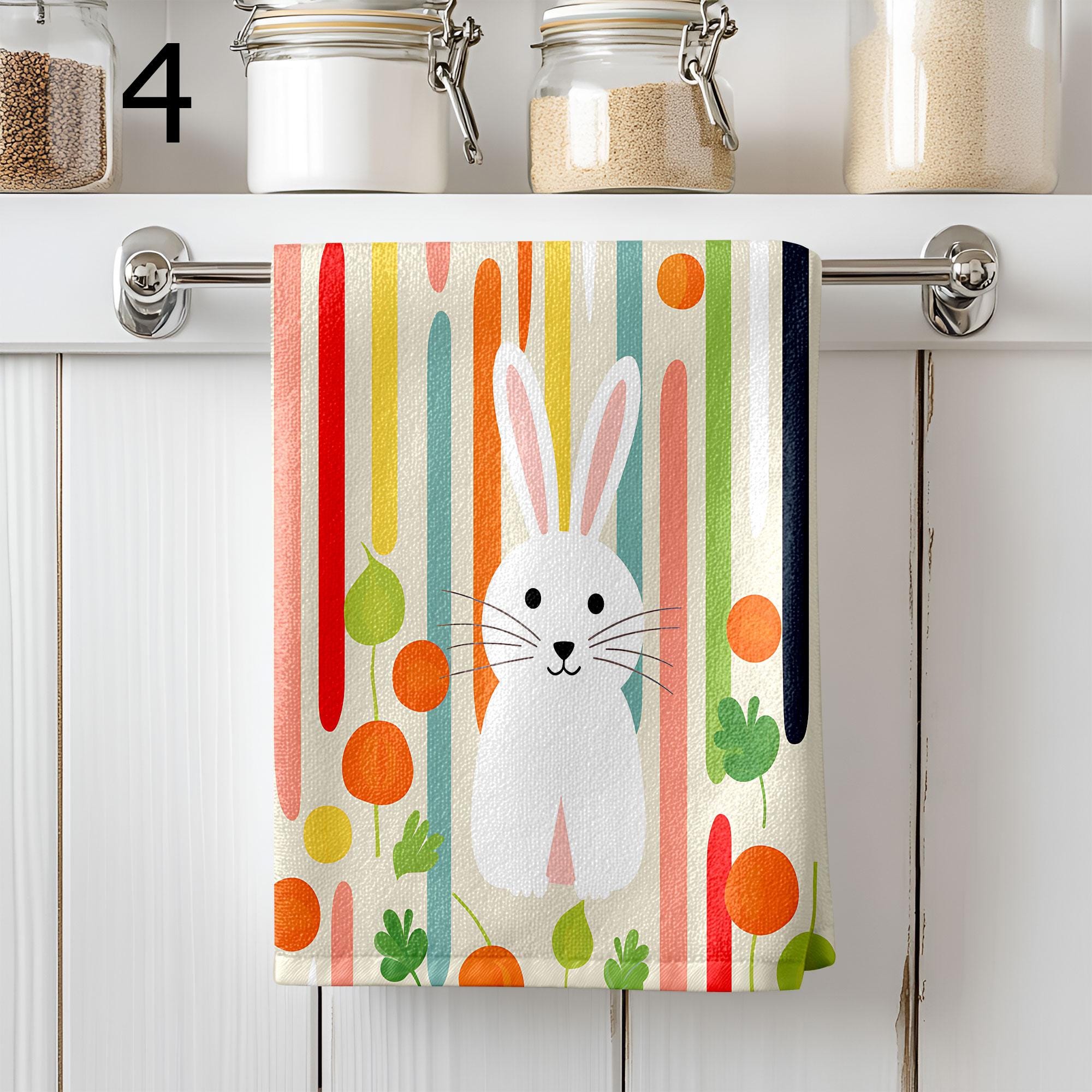 Easter Bunny Dish Towel, Cute Easter Decorative Tea Towel, Easter Fingertip Towels, Bunny Fingertip Towels, Cute Easter Bunny Tea Towels