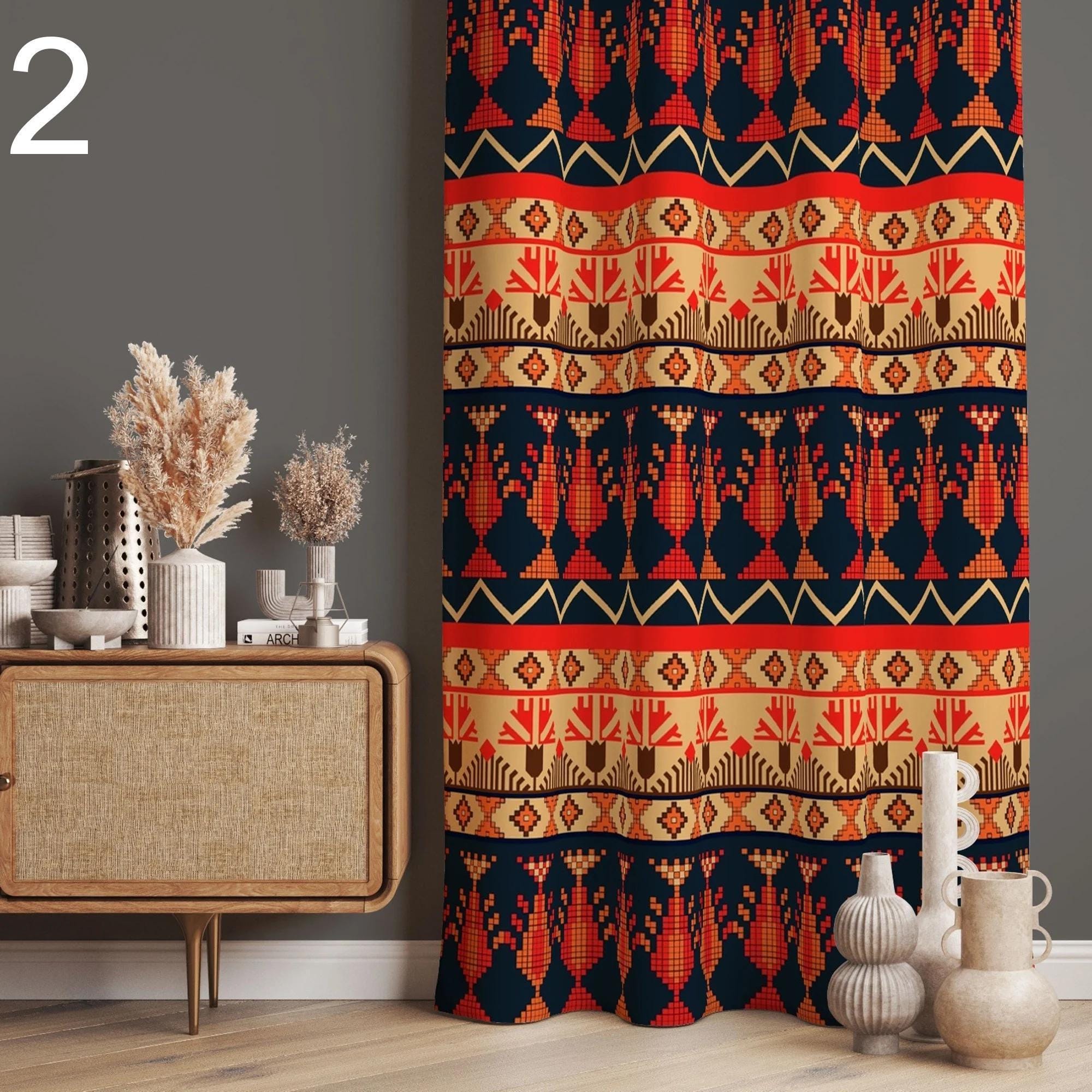 Modern Vintage Ethnic Curtains, Ethnic Mudcloth Curtain Panels, Southwest Ethnic Curtain, African Curtains, Mudcloth Curtain Panels