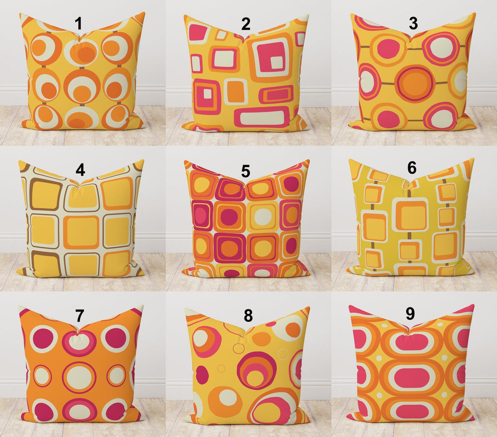 Retro Abstract Cushion Cover, Mid Century Modern Pillow Cover, 70s Pillow Covers, Geometric Throw Pillow Cover, Boho Abstract Pillow Case