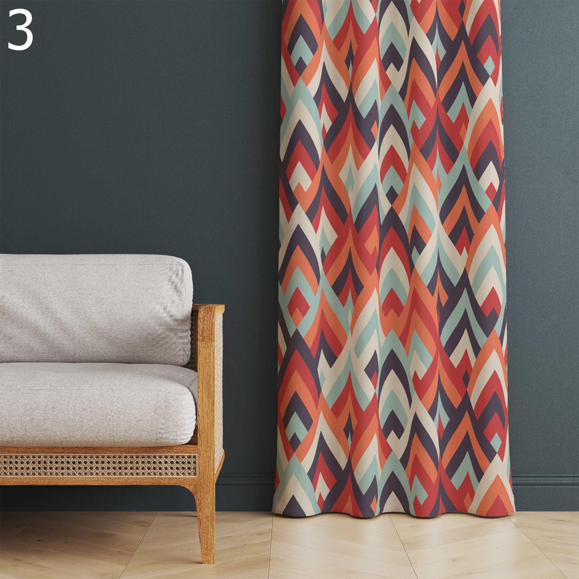 Ethnic Print Drapes, Southwest Modern Curtains, Southwestern Window Curtains, Rug Design Blackout Curtain, Ethnic Western Grommet Curtain