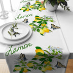 Lemon Table Runners, Yellow Lemon Table Runner, Kitchen Lemon Tablecloth, Lemon Kitchen Dining Table Runners