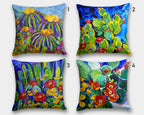 Colorful Cactus Pillow Cover, Succulent Cactus Cushion Covers, Succulent Flowers Pillow Covers, Succulent Digital Print Throw Pillow Covers