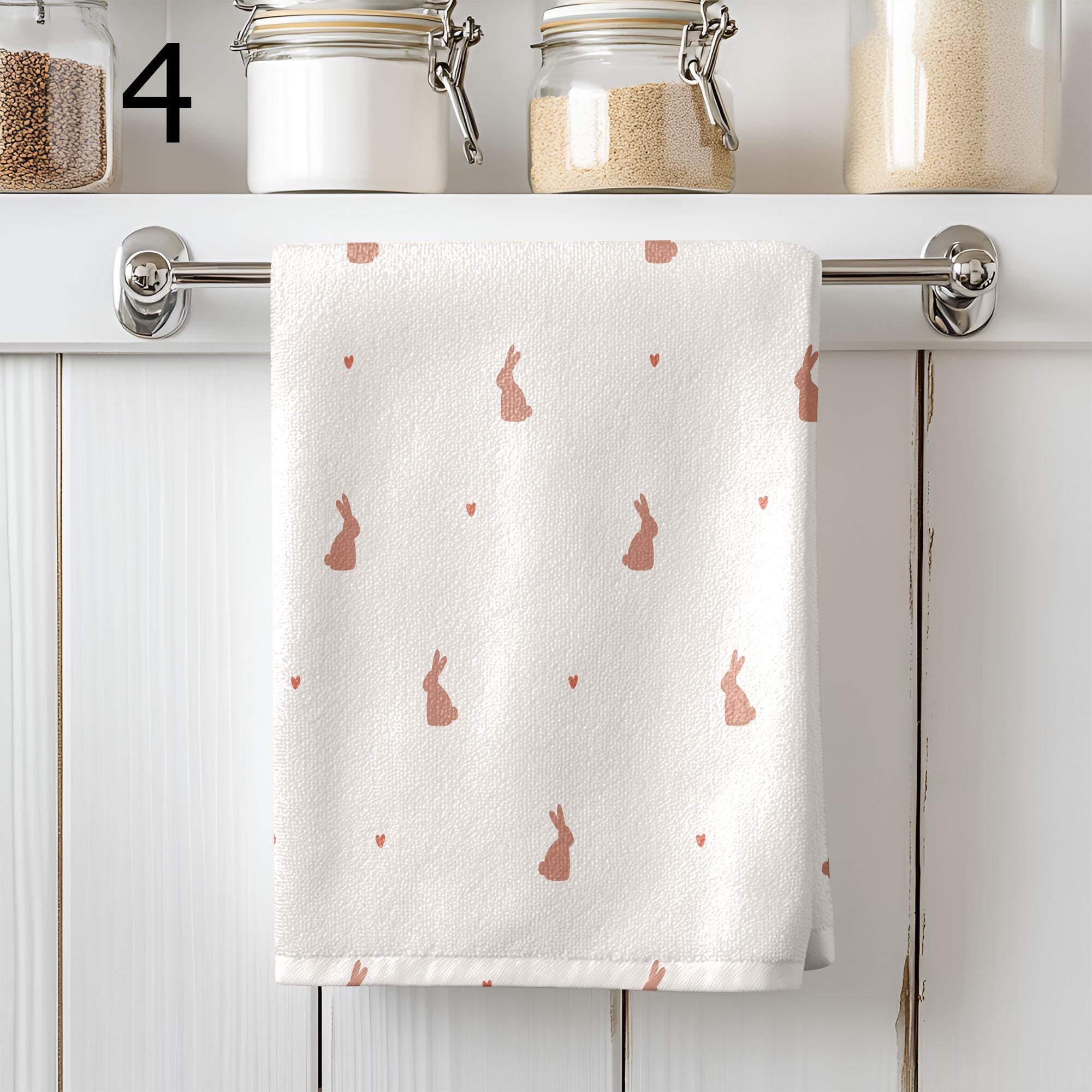 Cute Easter Decorative Tea Towel, Easter Bunny Dish Towel, Easter Fingertip Towels, Bunny Kitchen Towels, Cute Easter Bunny Tea Towels