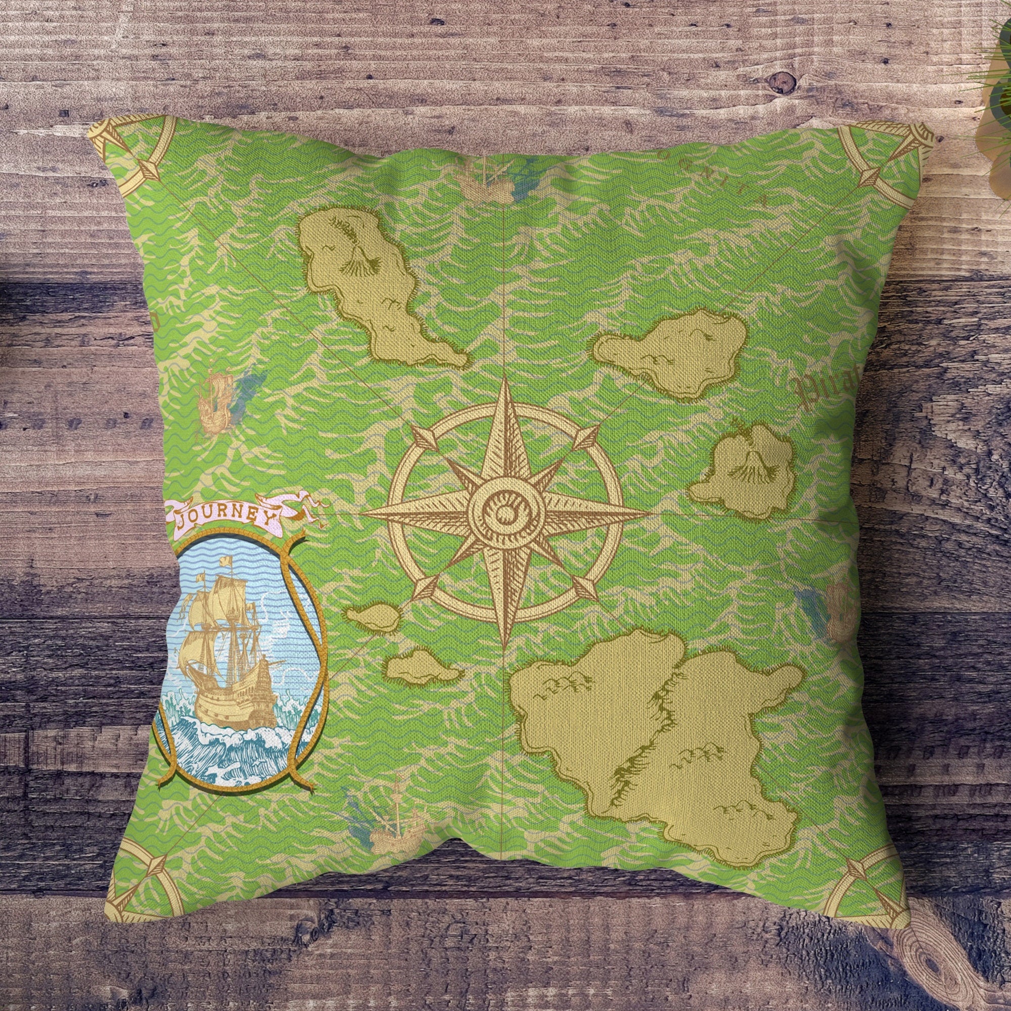 Nautical Pillow Covers, Sailor Cushion Cover, Ancient Map Nautical Pillowcase, Ancient Nautical Pillow Covers