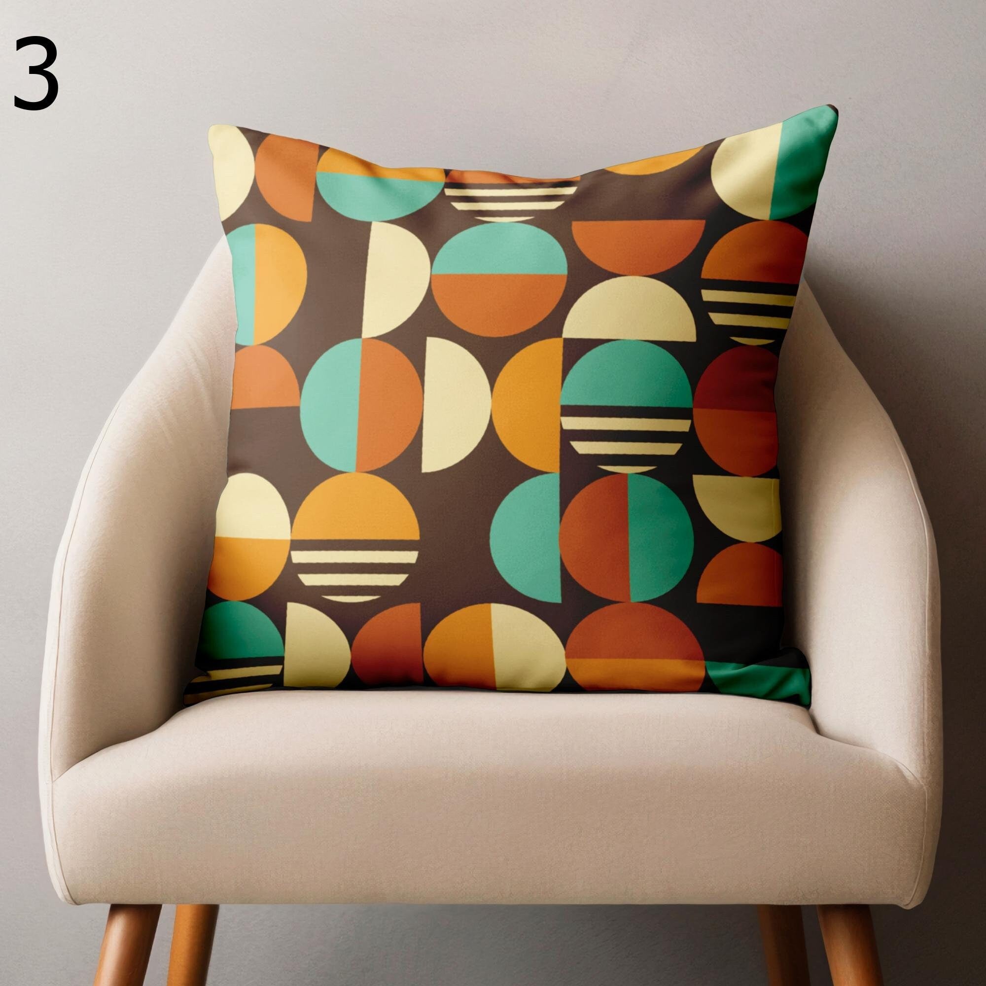 Retro Throw Pillow Cover, Mid Century Cushion Cover, 70s Retro Orange Print Pillowcase, Geometric Abstract Pillowcase, Retro Vintage Pillow