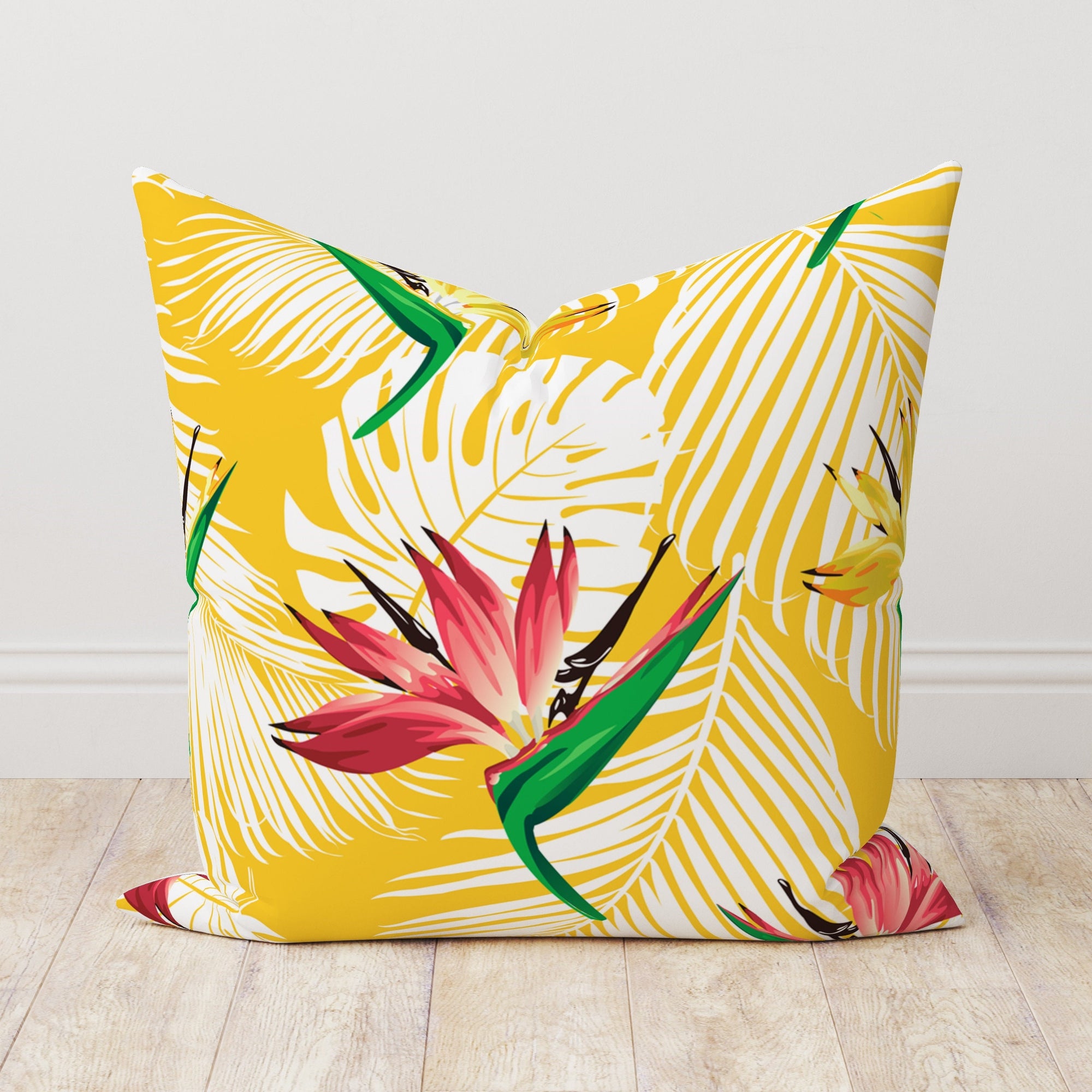 Tropical Flowers Pillow Covers, Bird of Paradise Pillow Covers, Exotic Floral Pillow Case, Bird of Paradise Cushion Cover, Floral Pillowcase