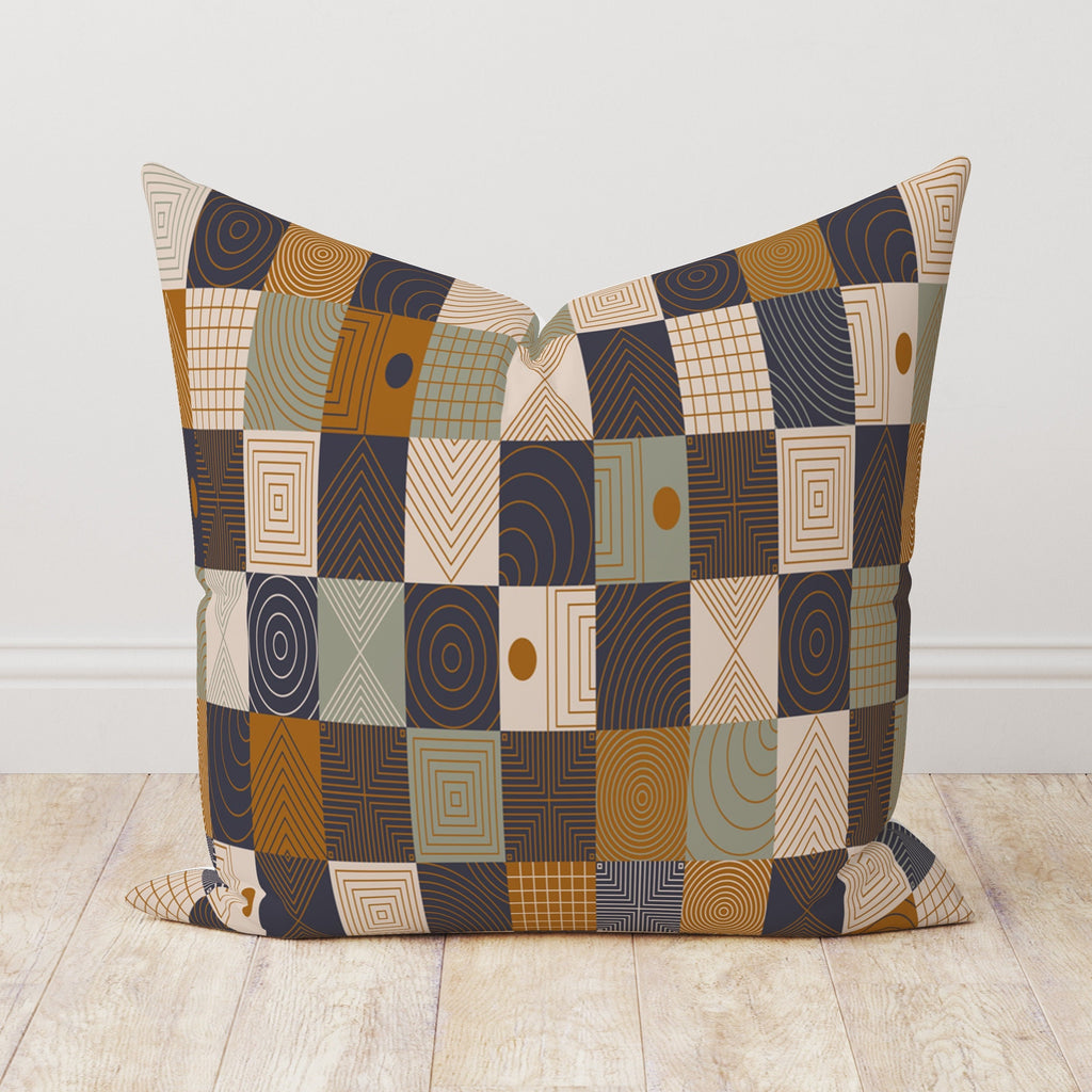 Mid Century Modern Pillow Cover, Retro Beige Abstract Cushion Cover, 70s Pillow Covers, Geometric Throw Pillow Cover, Boho Abstract Pillow