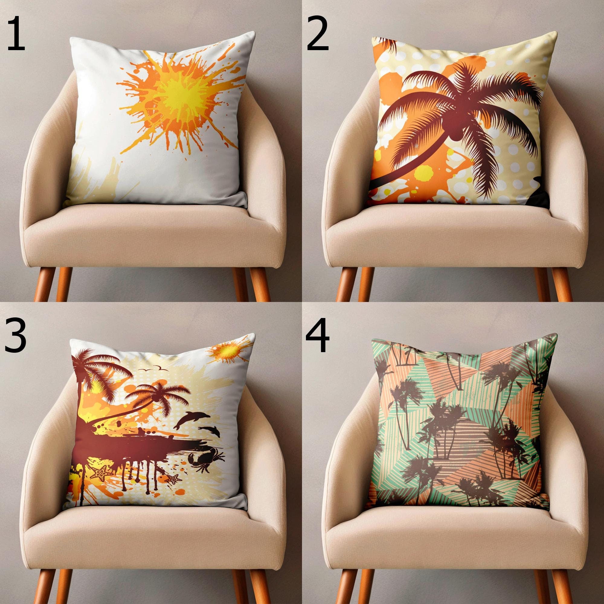 Tropical Abstract Throw Pillow Cover, Hawaii Tropical Pillow Covers, Summer Palm Tree Pillowcase, Hawaii Palm Leaves Printed Cushion Cover