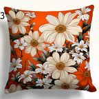 Orange and White Floral Pillow Cases, Daisy Flowers Pillow Covers, Vibrant Daisy Cushion Covers, Daisy Bunch Pillow Cover