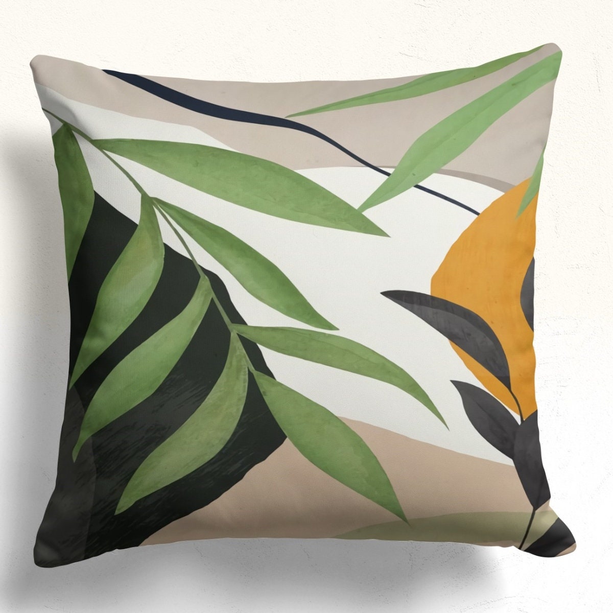 Modern Abstract Leaves Pillow Case, Minimalist Abstract Leaves Cushion Covers, Abstract Leaf Pillowcase, Abstract Leaves Throw Pillow Cover